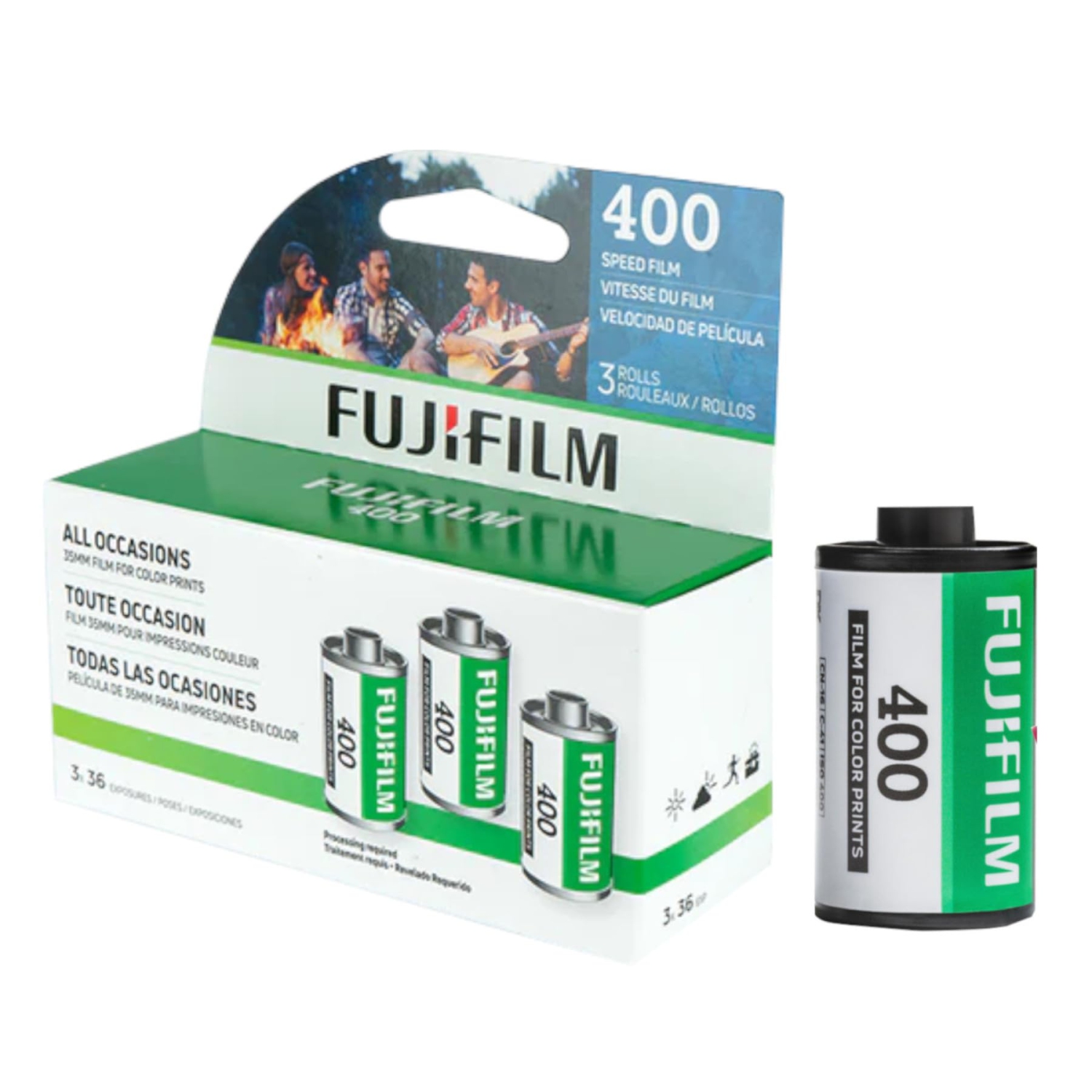 Fujifilm 400 35&nbsp;mm négatif couleur 36 expositions film plus un bracelet en silicone en prime