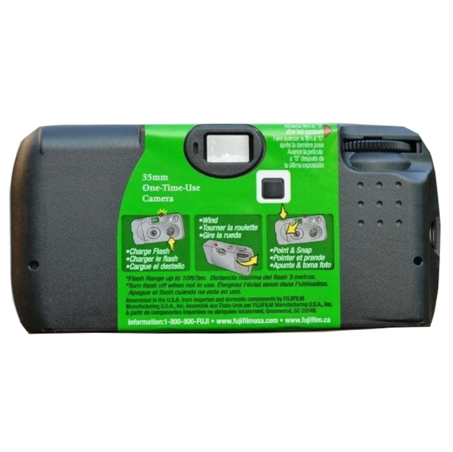 Fujifilm QuickSnap Flash 400 Disposable 35mm Camera Plus a Bonus Eco-Friendly Silicone Wrist Band and a Microfiber Cleaning Cloth