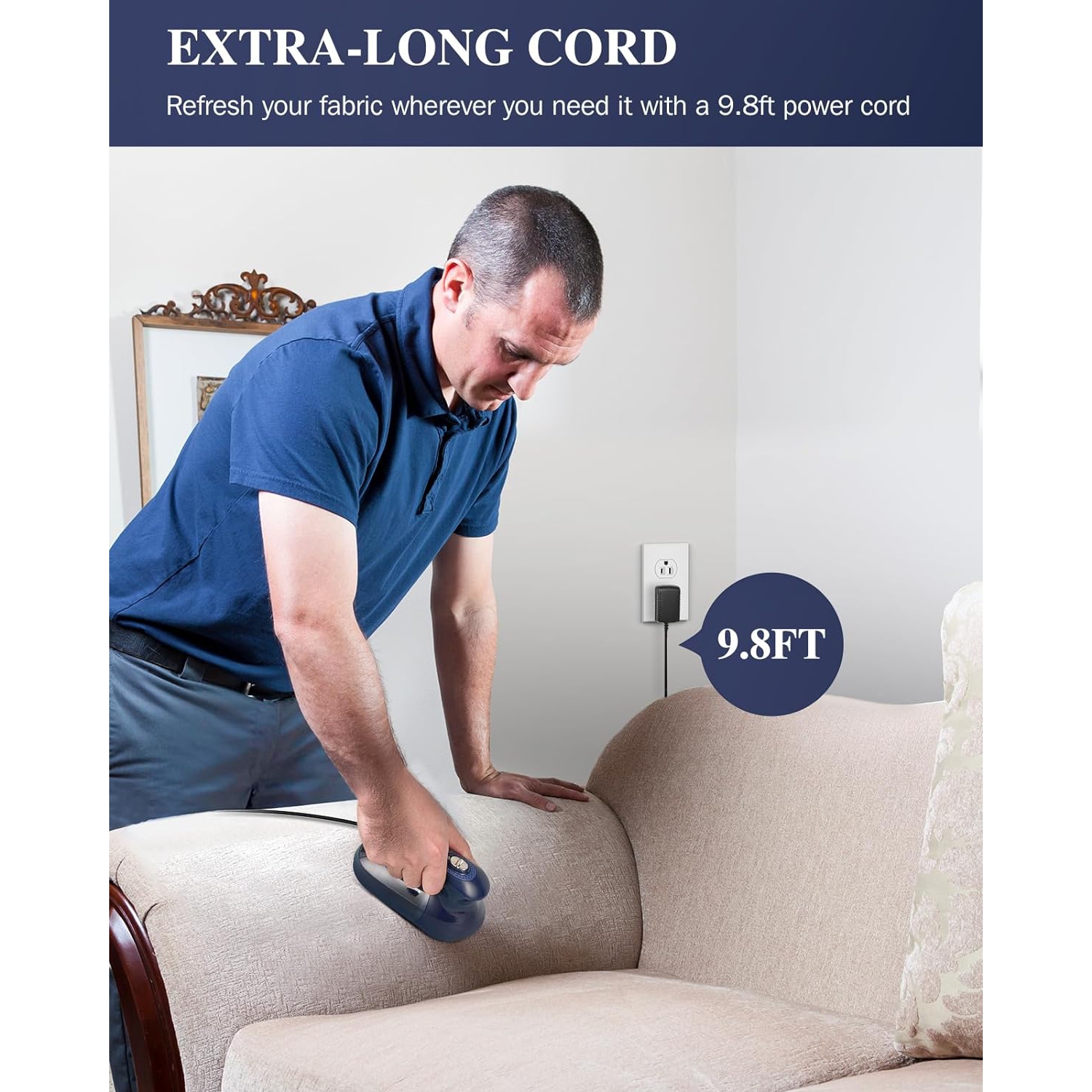 BEAUTURAL Fabric Shaver and Lint Remover Home-Edition, Powerful & Efficient Sweater Defuzzer with 2-Speeds for Clothes and Furniture, AC Adapter or