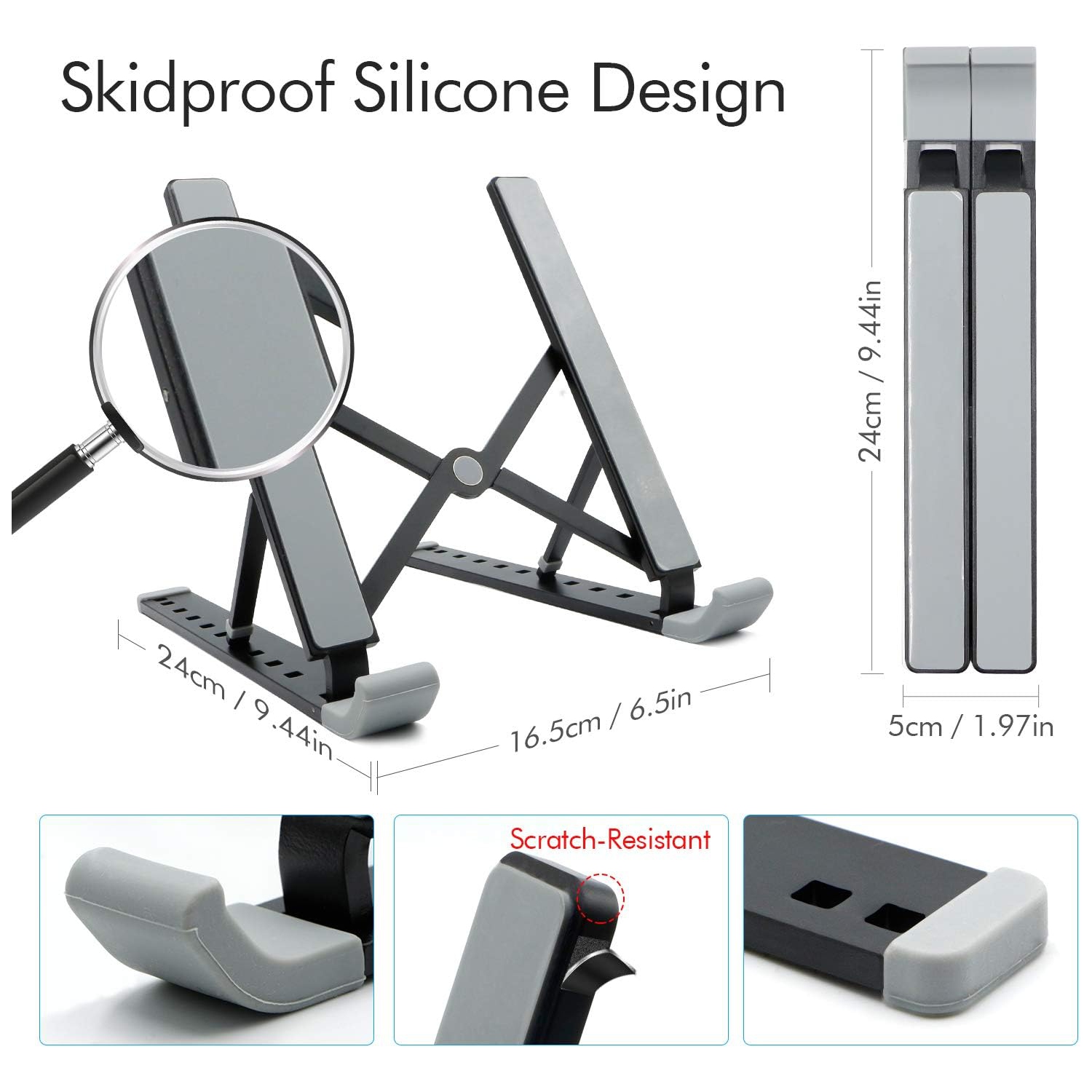 Portable Laptop Stand, Foldable Adjustable Laptop Stand Holder Universal Ergonomic Aluminium Travel Mini Ventilated Notebook Stand for Mac Computer