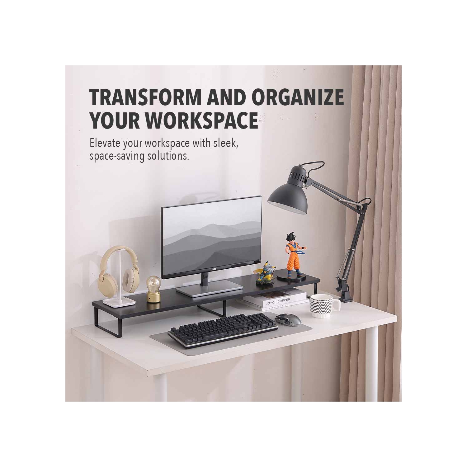 MotionGrey – Support pour moniteur surélévateur, bureau ergonomique de 39,4&nbsp;po et support de bureau pour ordinateur portatif, tablette de