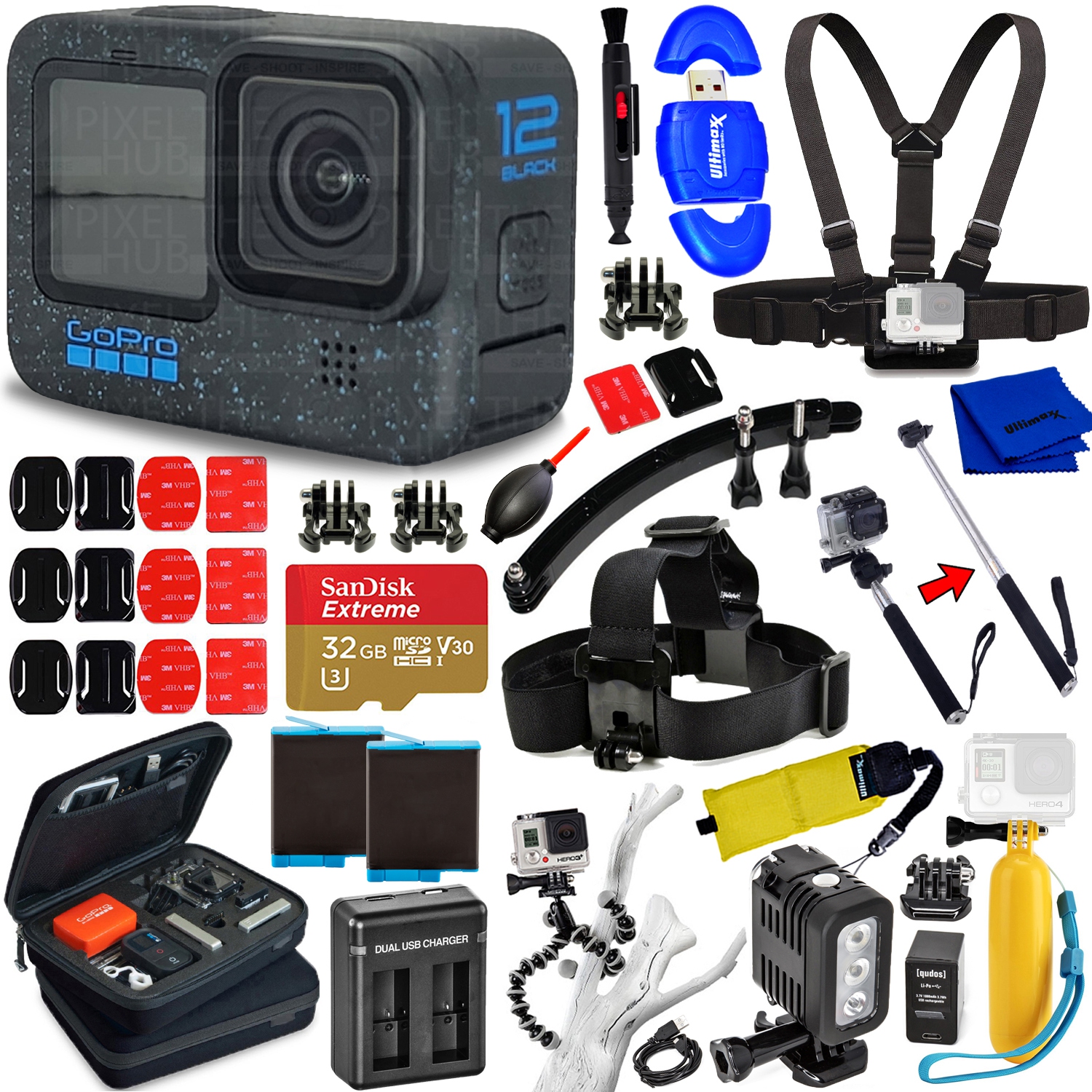 GoPro HERO12 Black CHDHX-121-CN - Ensemble d'accessoires de batterie 32&nbsp;Go