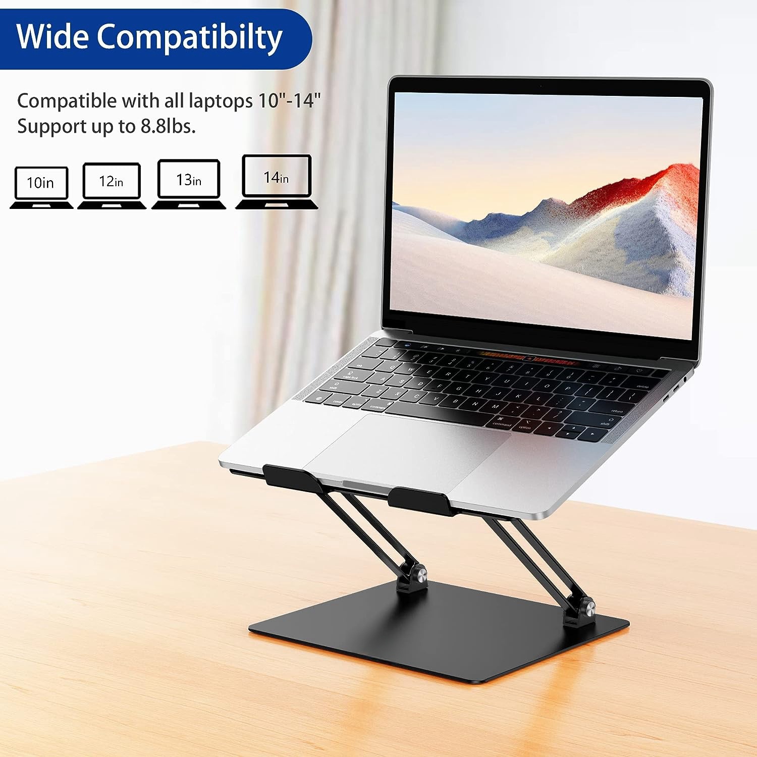 Support en aluminium pour portable, support ergonomique réglable pour ordinateur portatif, support pour ordinateur compatible avec les portables Air,