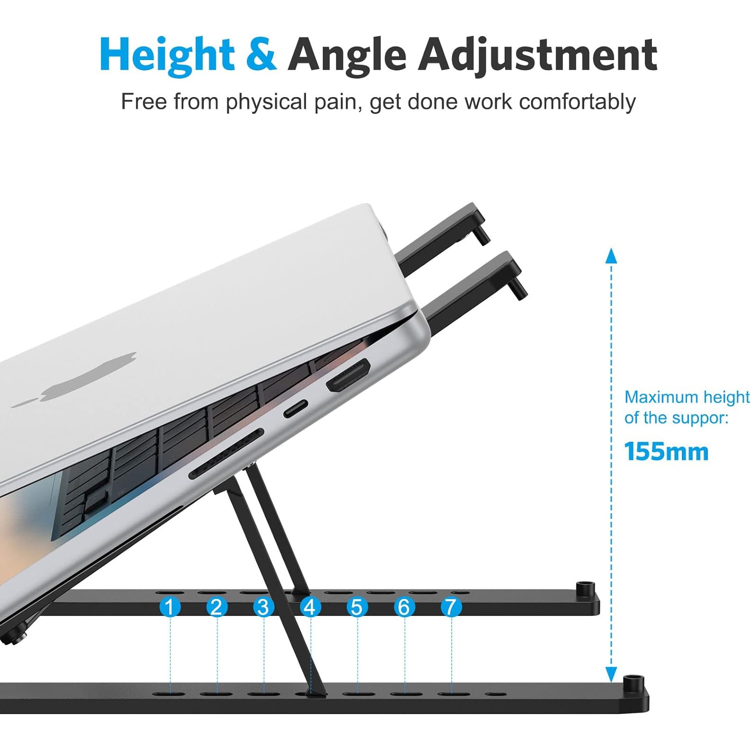 Laptop Stand for Desk Ergonomic 7-Levels Angles Adjustable Computer Stand, Portable ABS Laptop Riser Holder Compatible with All Laptops and