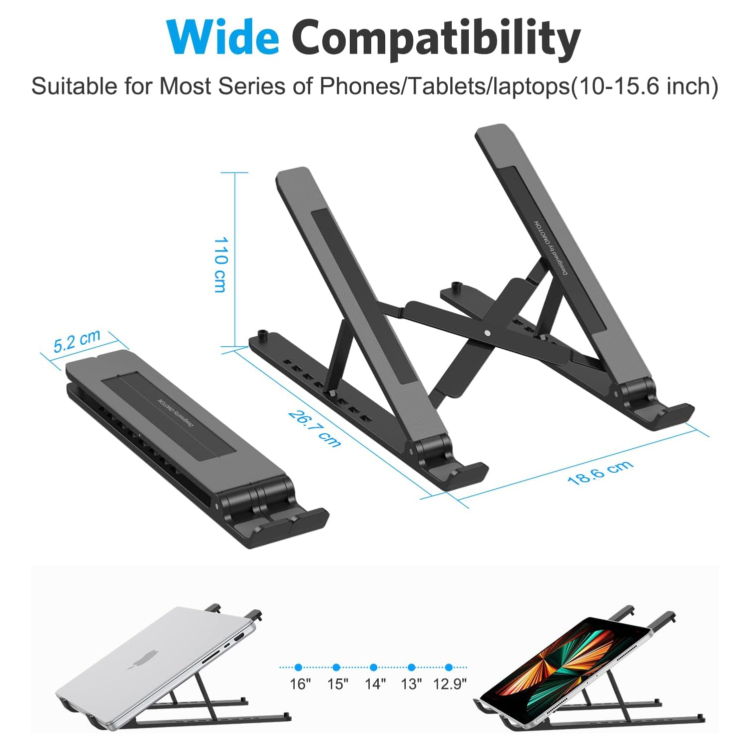 Laptop Stand for Desk Ergonomic 7-Levels Angles Adjustable Computer Stand, Portable ABS Laptop Riser Holder Compatible with All Laptops and
