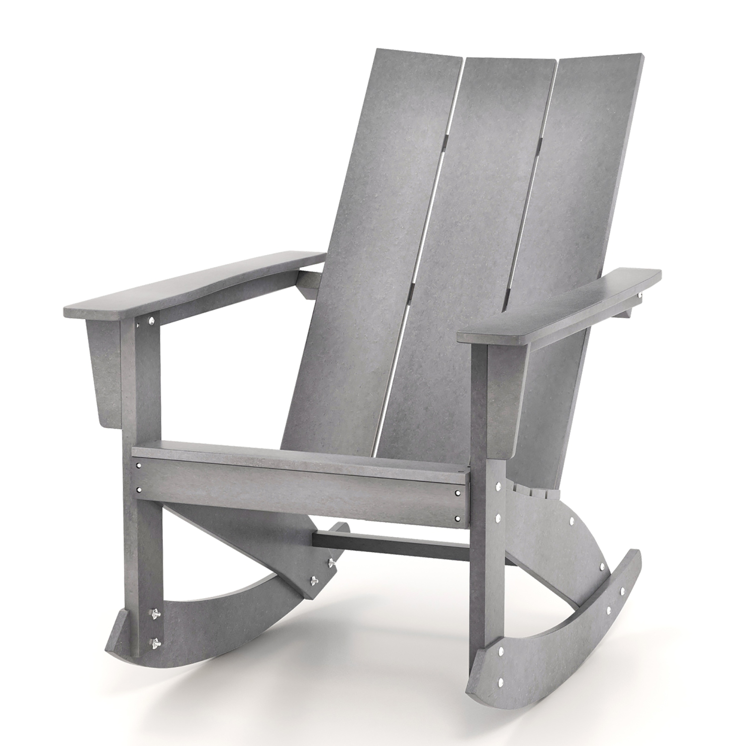 Gymax Set of 2 Adirondack Rocking Chair All Weather HDPE Rocker Grey Patio