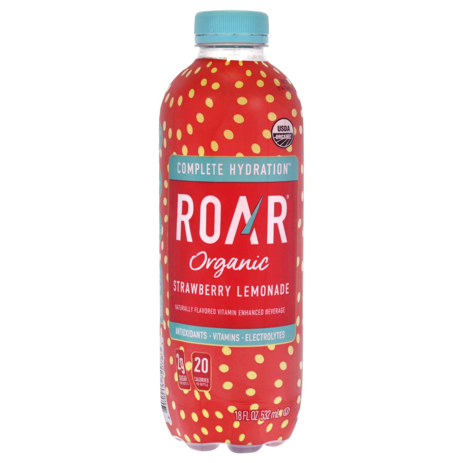 ROAR Complete Hydration Organic - Electrolyte Drinks Loaded with Vitamins C, B5, B12 - Non-GMO, Gluten-Free - Strawberry Lemonade - 12 pc
