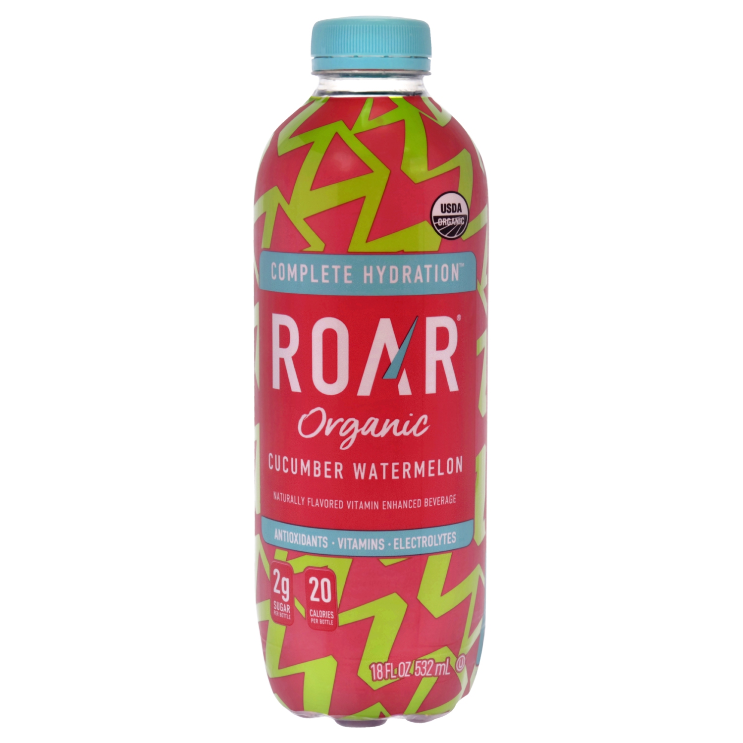 ROAR Complete Hydration Organic - Electrolyte Drinks Loaded with Vitamins C, B5, B12 - Non-GMO, Gluten-Free - Cucumber Watermelon - 12 pc