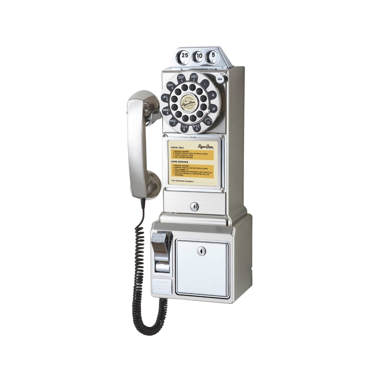 Ryan Bros Payphone rétro des années 50 avec tirelire