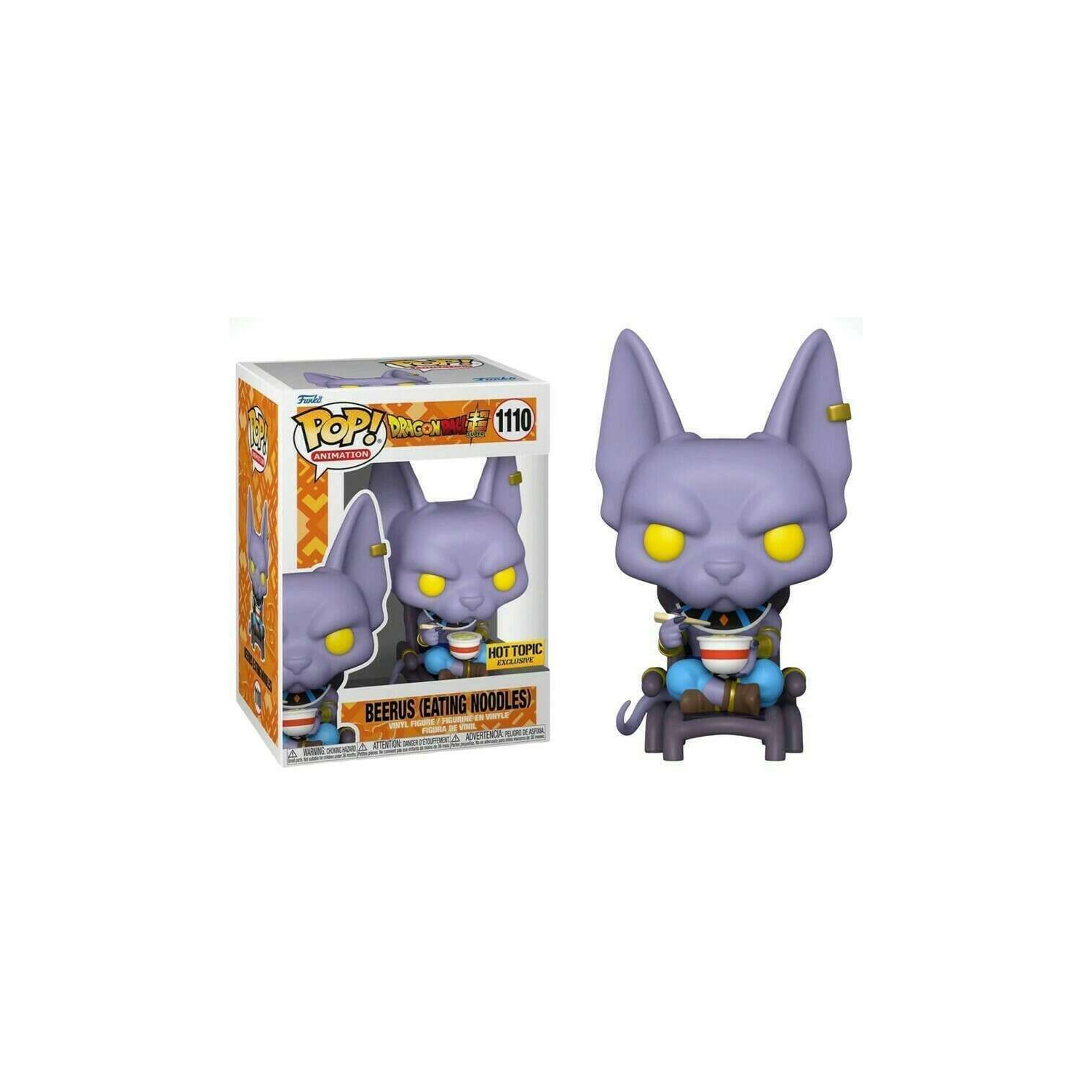 Funko Pop! Animation Dragon Ball Super Vinyl Figure Beerus (Eating Noodles) #1110 Hot Topic Exclusive