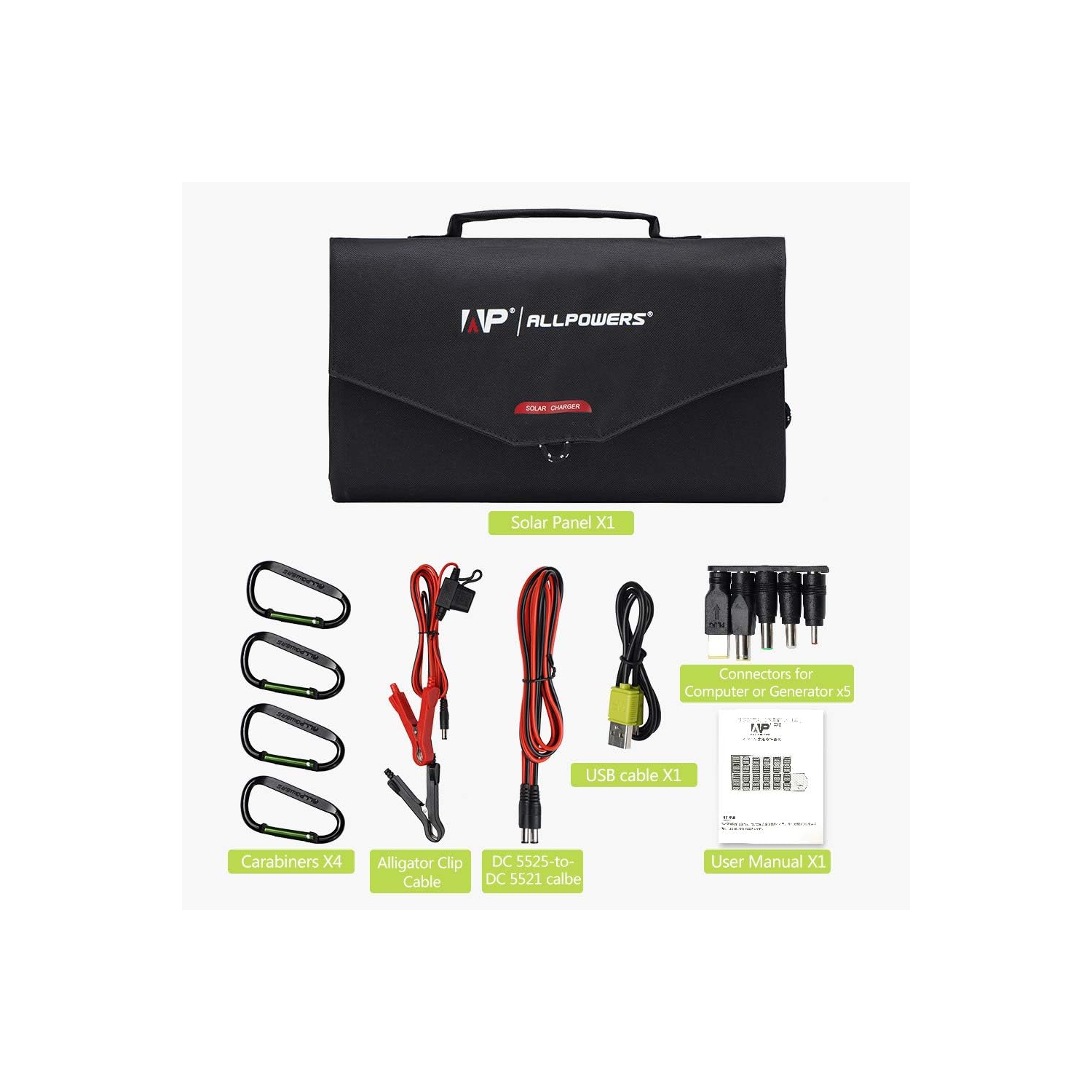 ALLPOWERS Solar Charger 100W Solar Panel Foldable Portable