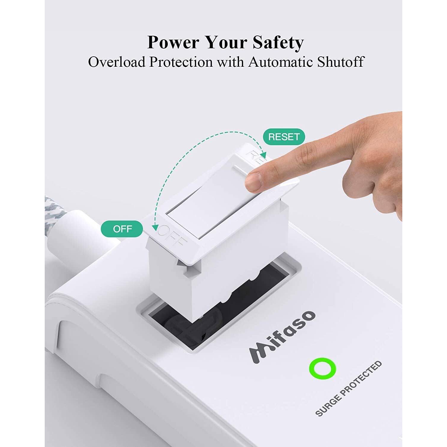 Paquet de 2 barres d'alimentation, rallonge avec 6 prises, 2 ports USB, parasurtenseurs, rallonges tressées robustes, montage mural 15&nbsp;A, ETL