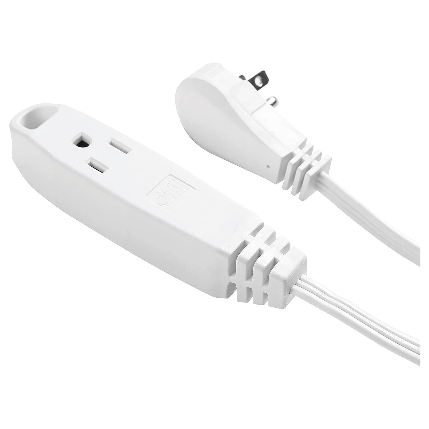 Électrique 10 pi – Rallonge d’intérieur de service moyen à 3 prises, mise à la terre, prise à angle droit, blanc