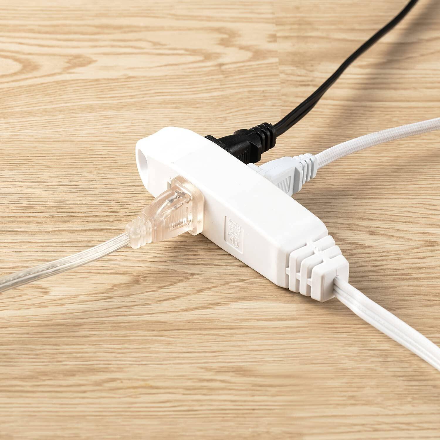 Électrique 10 pi – Rallonge d’intérieur de service moyen à 3 prises, mise à la terre, prise à angle droit, blanc