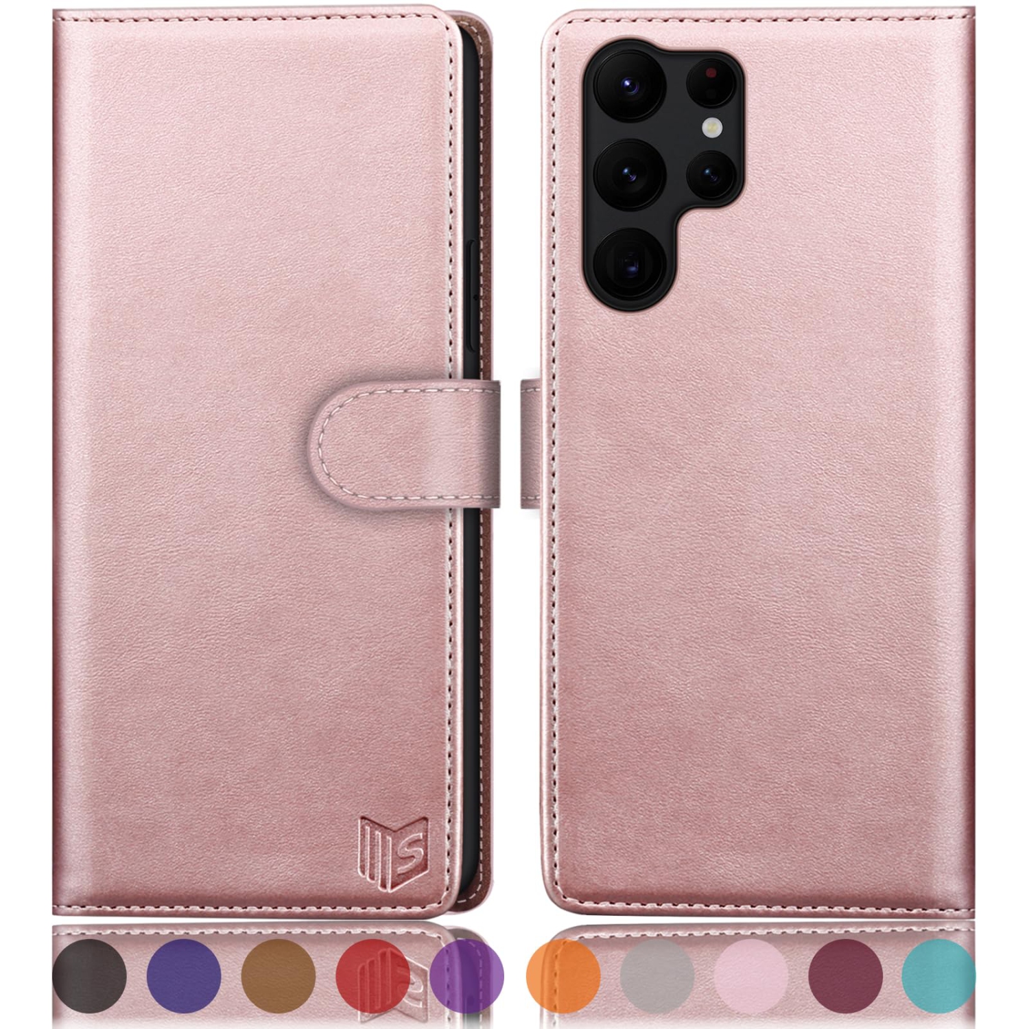 Étui portefeuille Ultra pour Galaxy S24 de Samsung avec porte-carte de crédit anti-RFID, étui protecteur en cuir pu Flip Book pour femmes pour