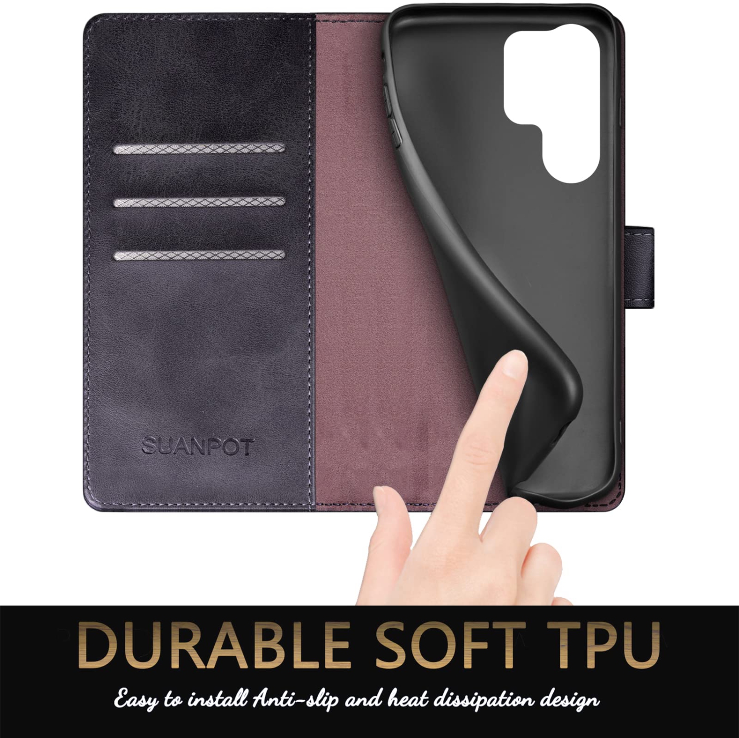 Étui portefeuille Ultra pour Galaxy S24 de Samsung avec porte-carte de crédit anti-RFID, étui protecteur en cuir pu Flip Book pour femmes pour