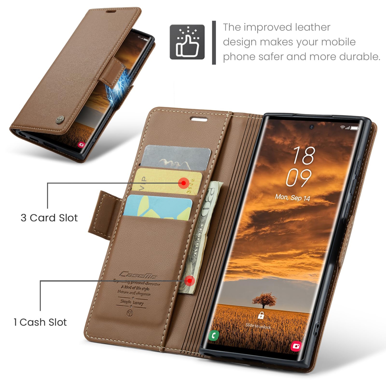 Étui portefeuille pour Samsung Galaxy S24 Ultra, avec support RFID fente pour carte de crédit béquille béquille fermeture magnétique pour Samsung