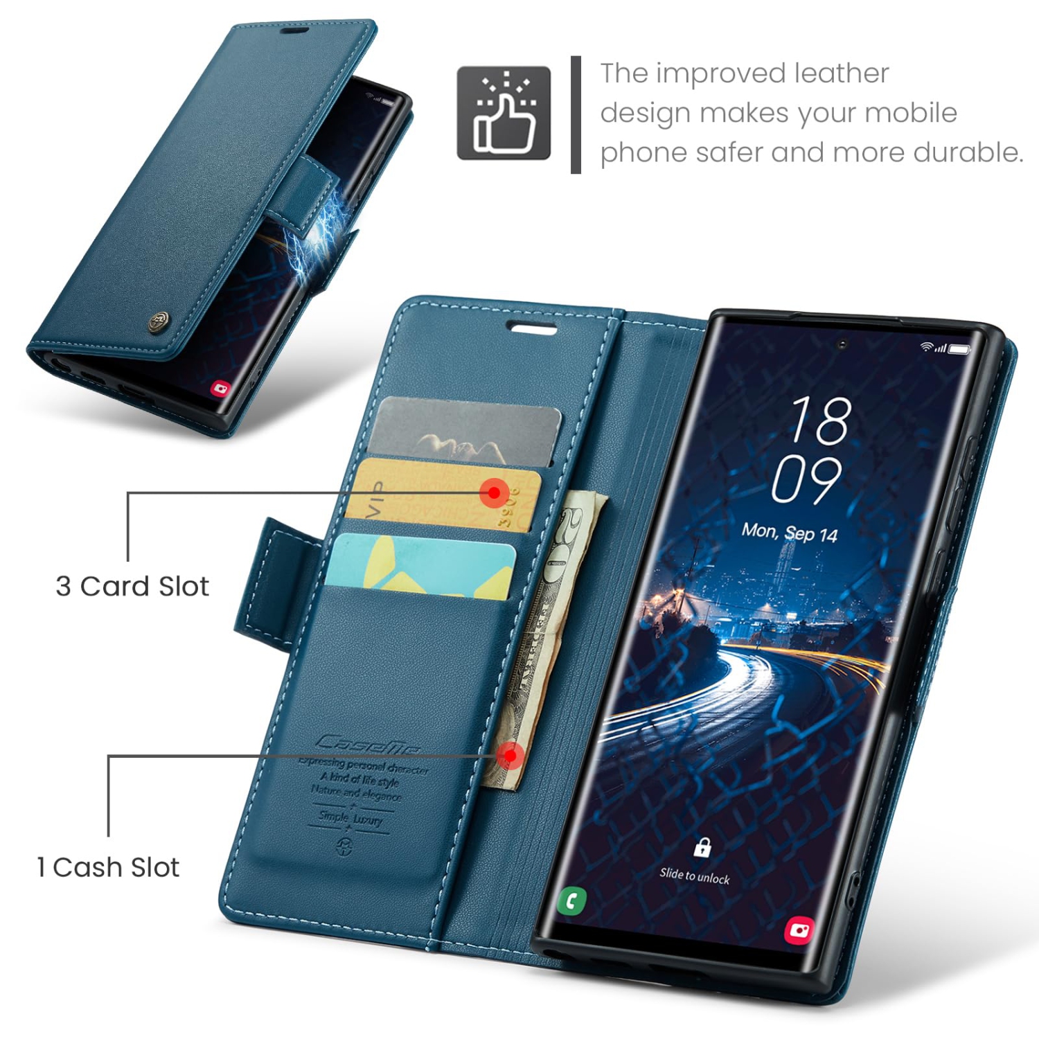 Étui portefeuille pour Samsung Galaxy S24 Ultra, avec support RFID fente pour carte de crédit béquille béquille fermeture magnétique pour Samsung