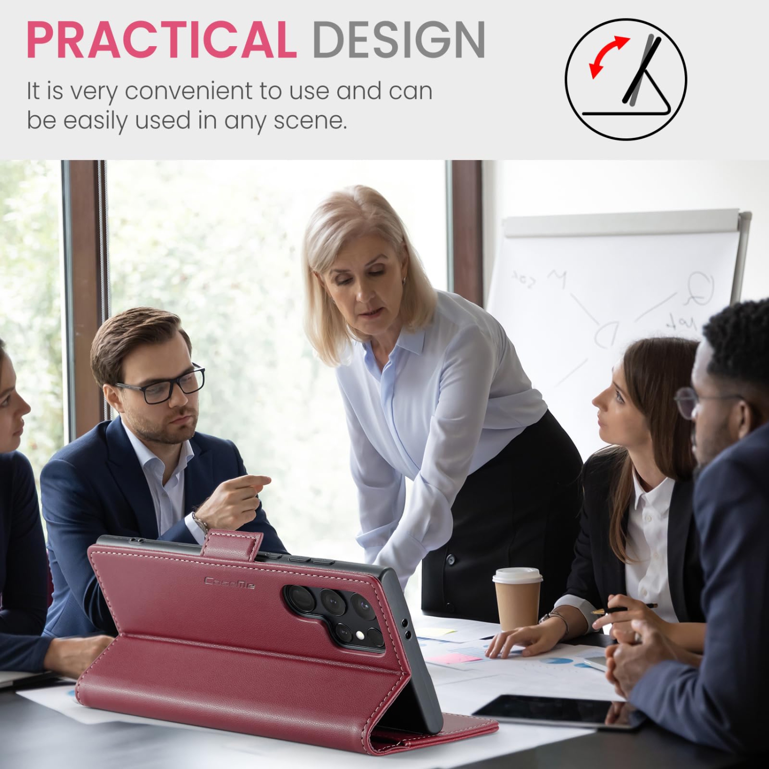 Étui portefeuille pour Samsung Galaxy S24 Ultra, avec protection RFID fente pour carte de crédit béquille béquille fermeture magnétique pour Samsung