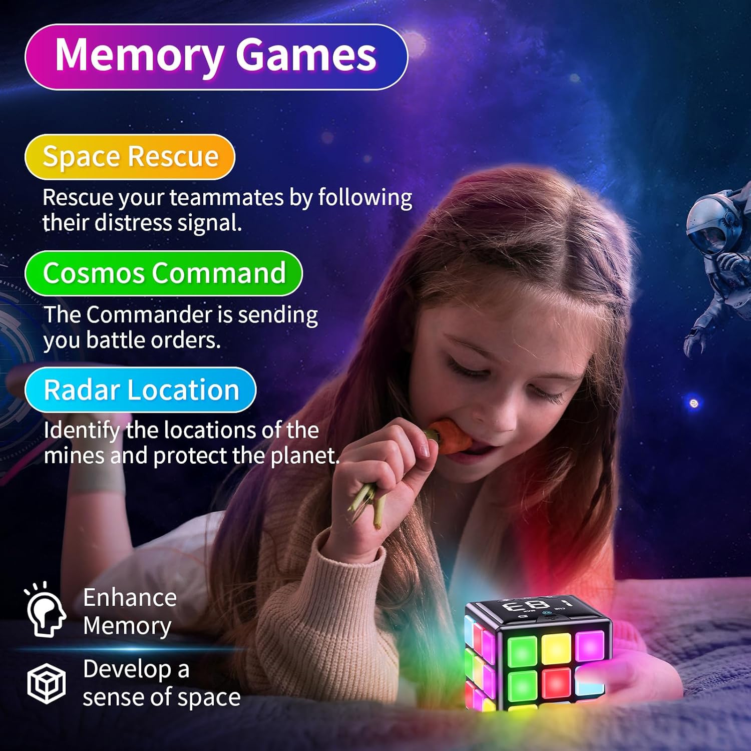 Rechargeable 15-in-1 Game Cube with Score Screen, Fun Brain & Speed Games for Kids - Perfect Christmas & Birthday Gift for Boys and Girls Ages 6-12+