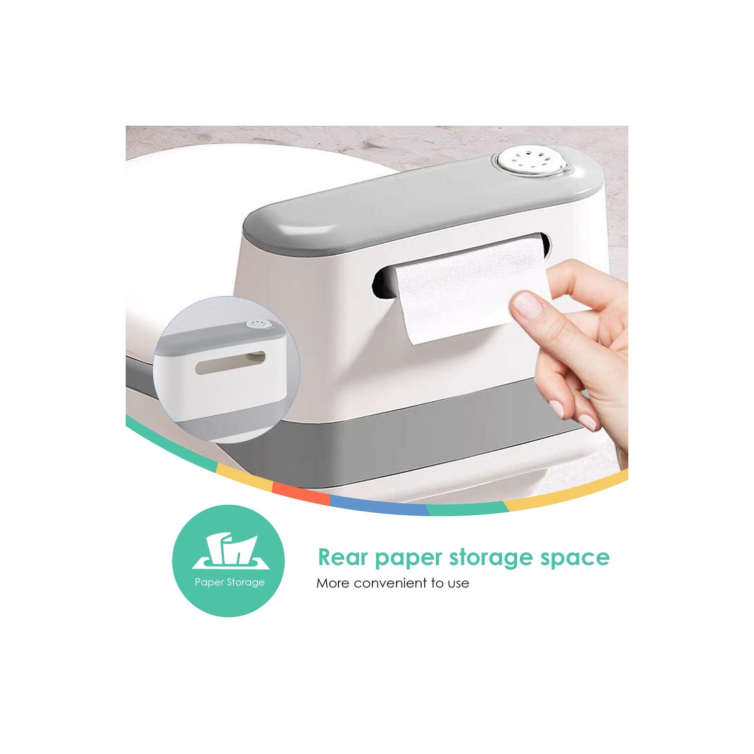 Toilette d'apprentissage de la propreté pour tout-petit bruit de chasse d'eau réaliste pour les enfants de 6 à 18 mois avec espace de rangement