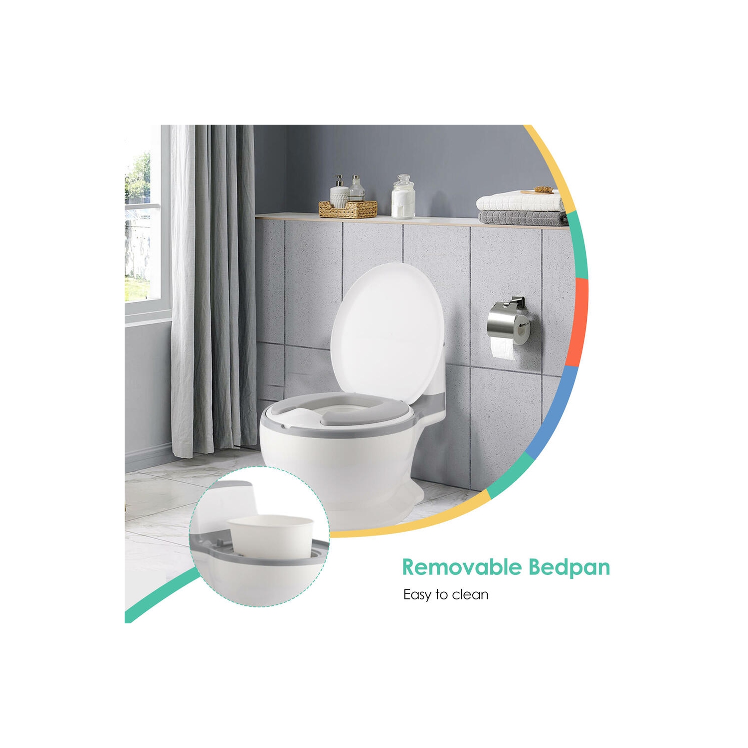 Toilette d'apprentissage de la propreté pour tout-petit bruit de chasse d'eau réaliste pour les enfants de 6 à 18 mois avec espace de rangement