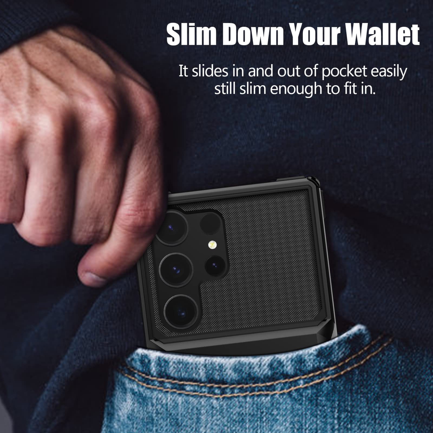 Samsung S24 Ultra Case with Card Holder Store 5 Cards ,Dual Layer Heavy Duty Shockproof Wallet Case with Hidden Card Slot Large Storage Case for