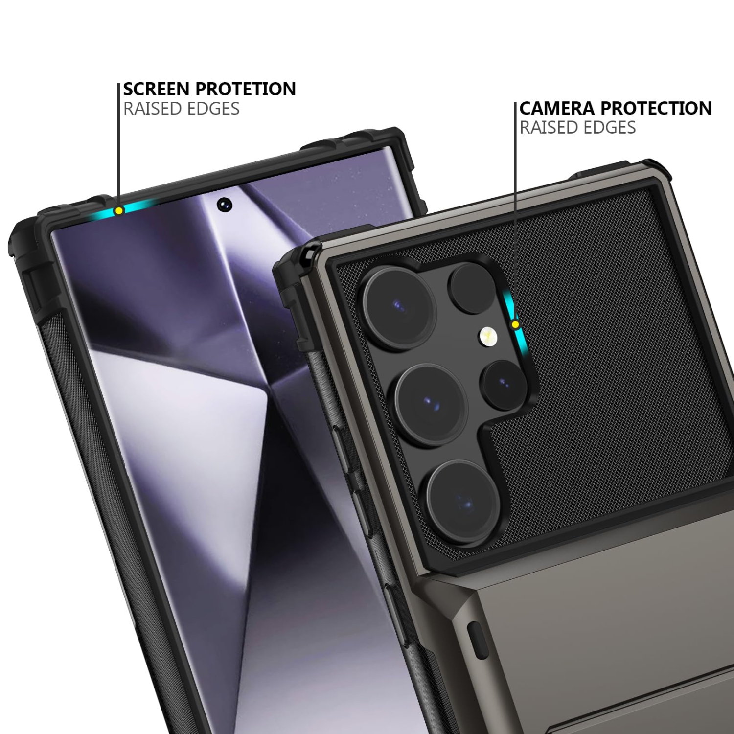 Samsung S24 Ultra Case with Card Holder Store 5 Cards ,Dual Layer Heavy Duty Shockproof Wallet Case with Hidden Card Slot Large Storage Case for