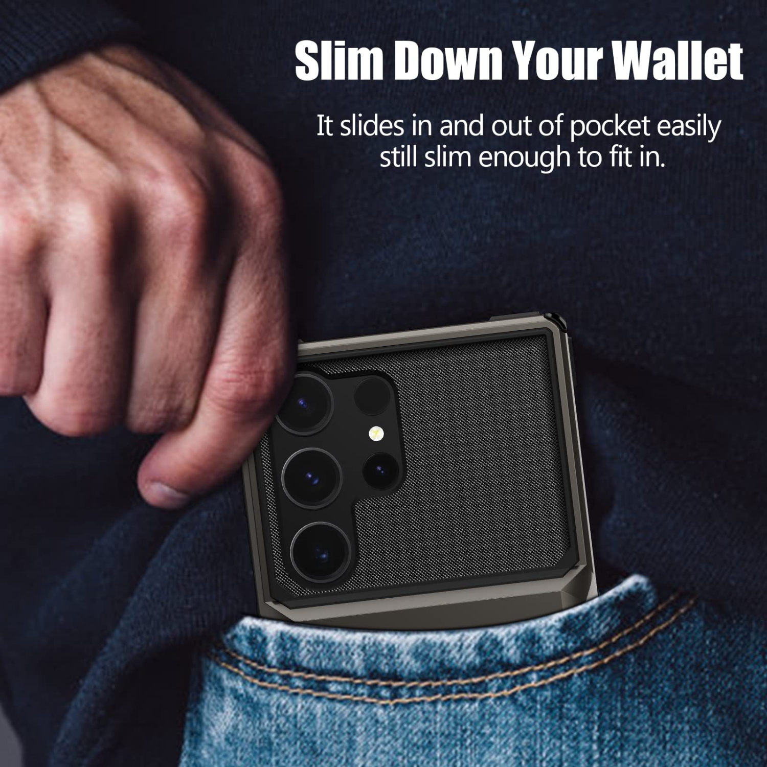 Samsung S24 Ultra Case with Card Holder Store 5 Cards ,Dual Layer Heavy Duty Shockproof Wallet Case with Hidden Card Slot Large Storage Case for