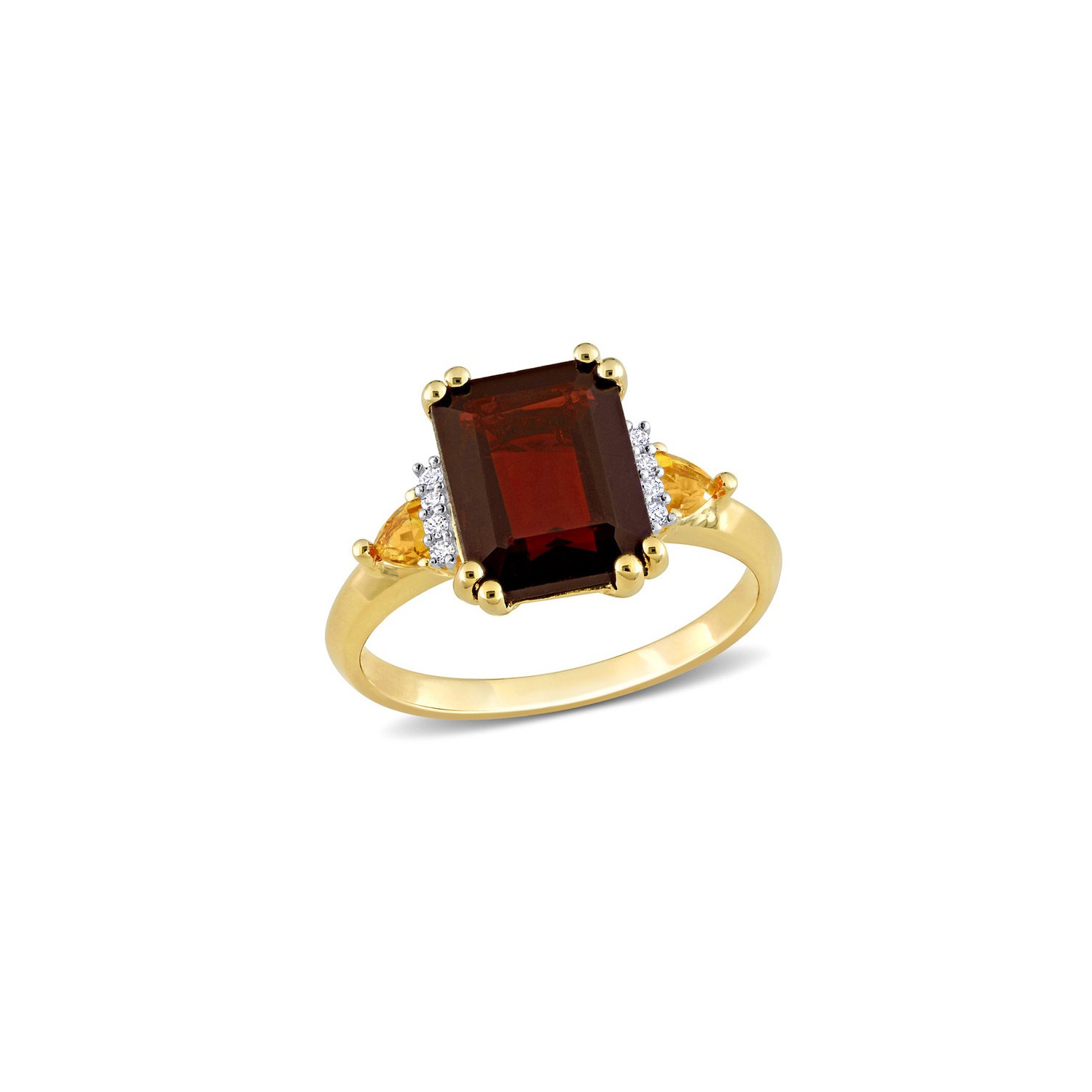 3.91 Carat Garnet and Citrine Ring in Yellow Plated Sterling Silver