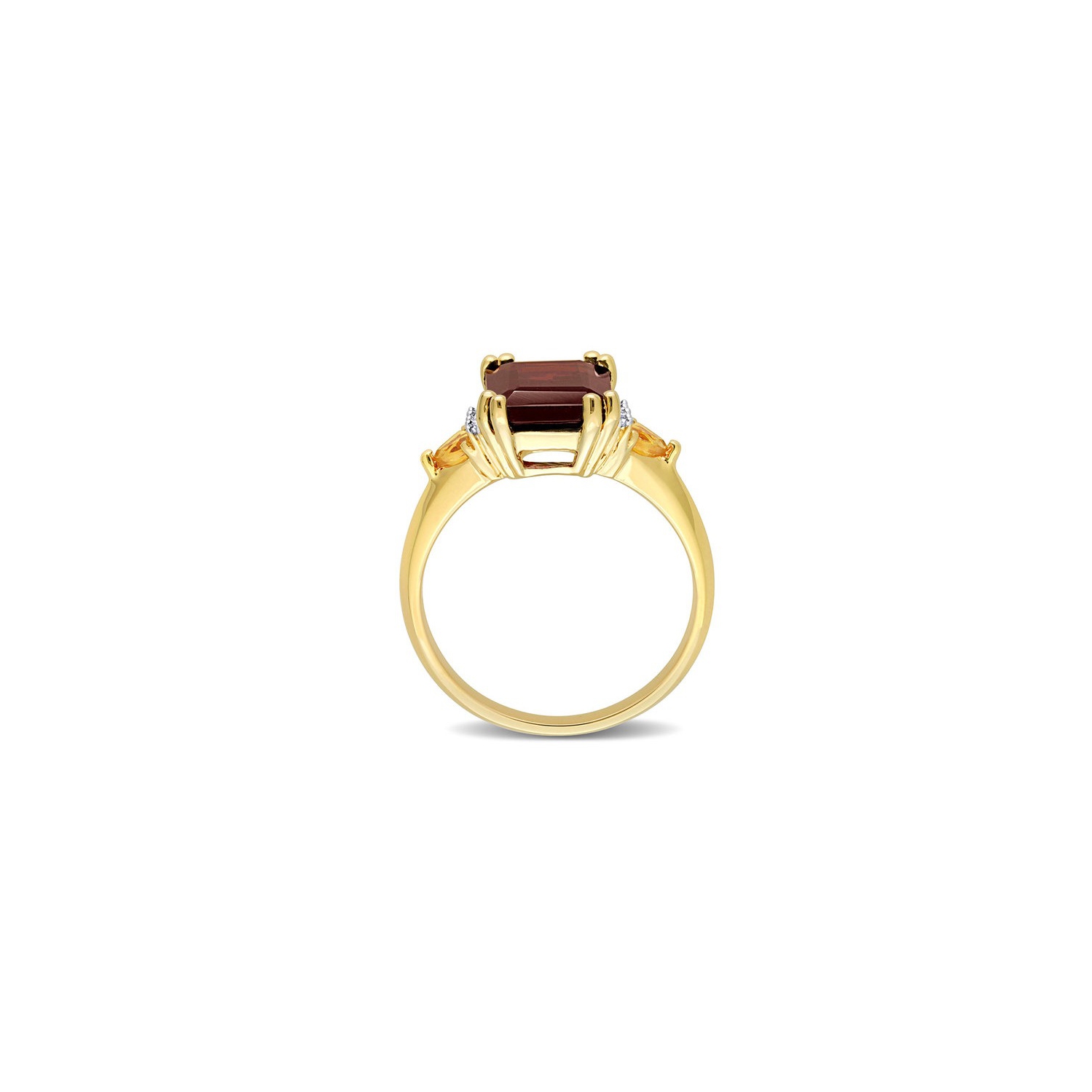 3.91 Carat Garnet and Citrine Ring in Yellow Plated Sterling Silver