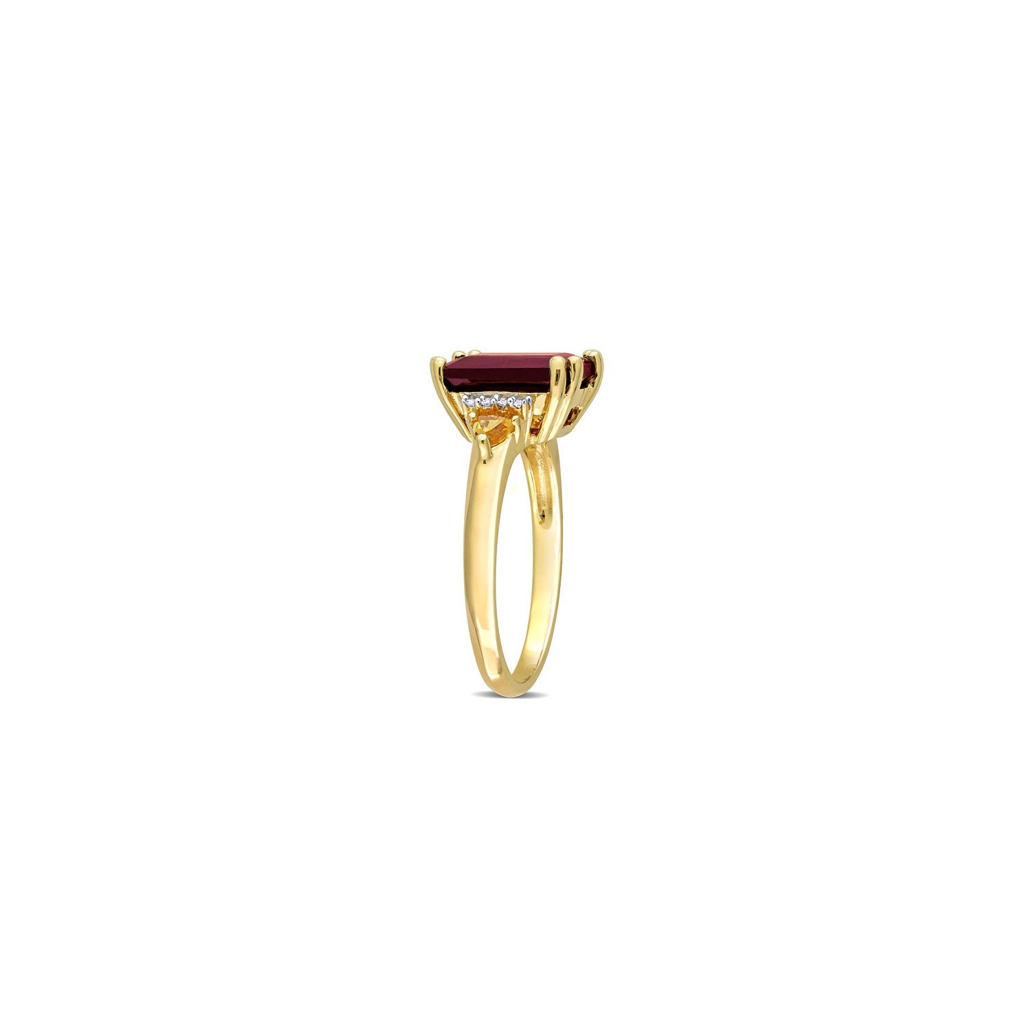 3.91 Carat Garnet and Citrine Ring in Yellow Plated Sterling Silver