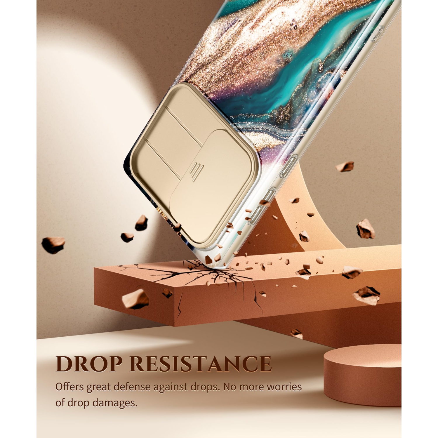 Samsung – Étui Ultra pour Galaxy S24 avec protecteur d’écran et couvercle d’appareil photo coulissant, 2 protecteurs d’écran en marbre à 360° Armor