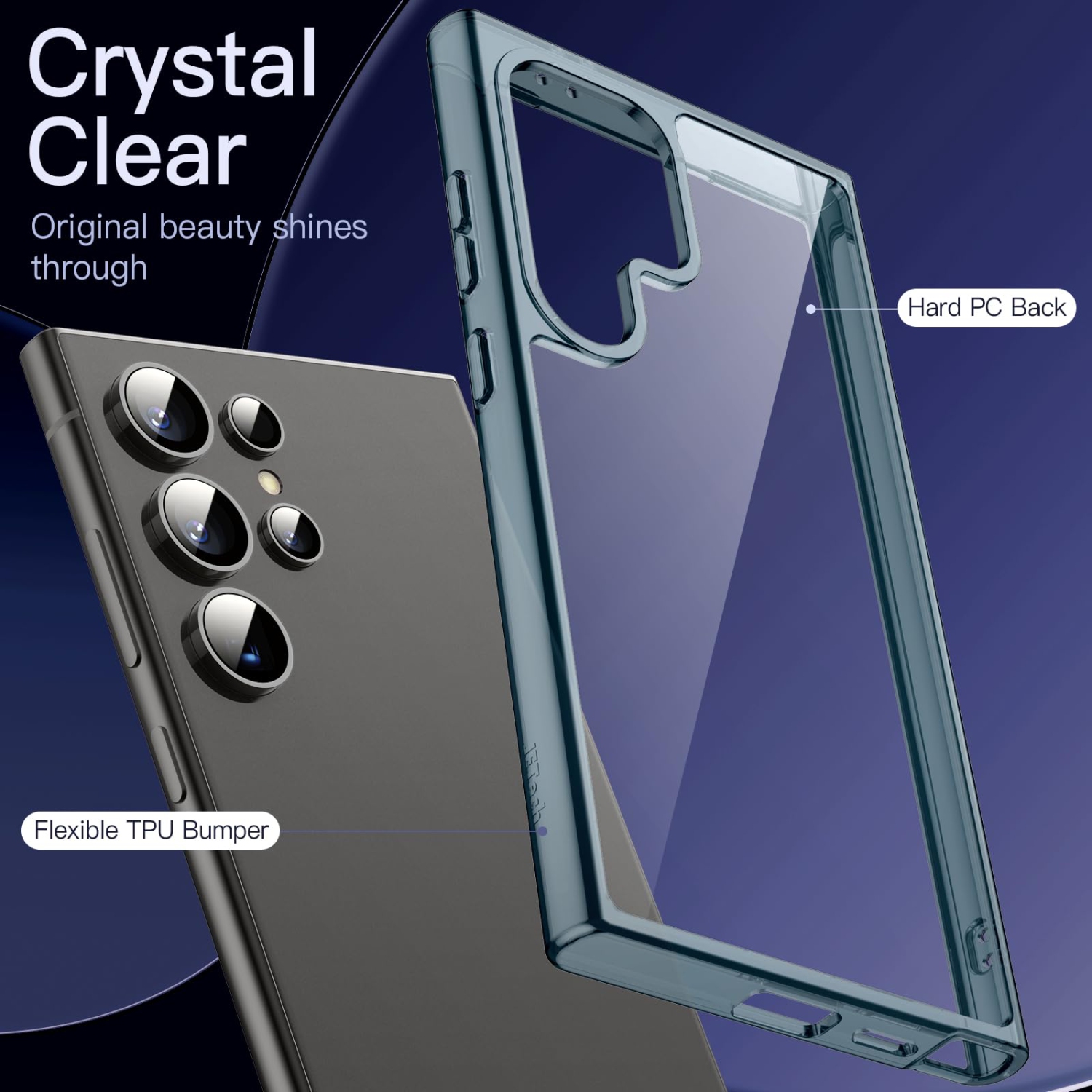 Samsung Galaxy S24 Ultra 5G, Non-Yellowing Shockproof Bumper Protective Phone Cover, Anti-Scratch Hard PC Back