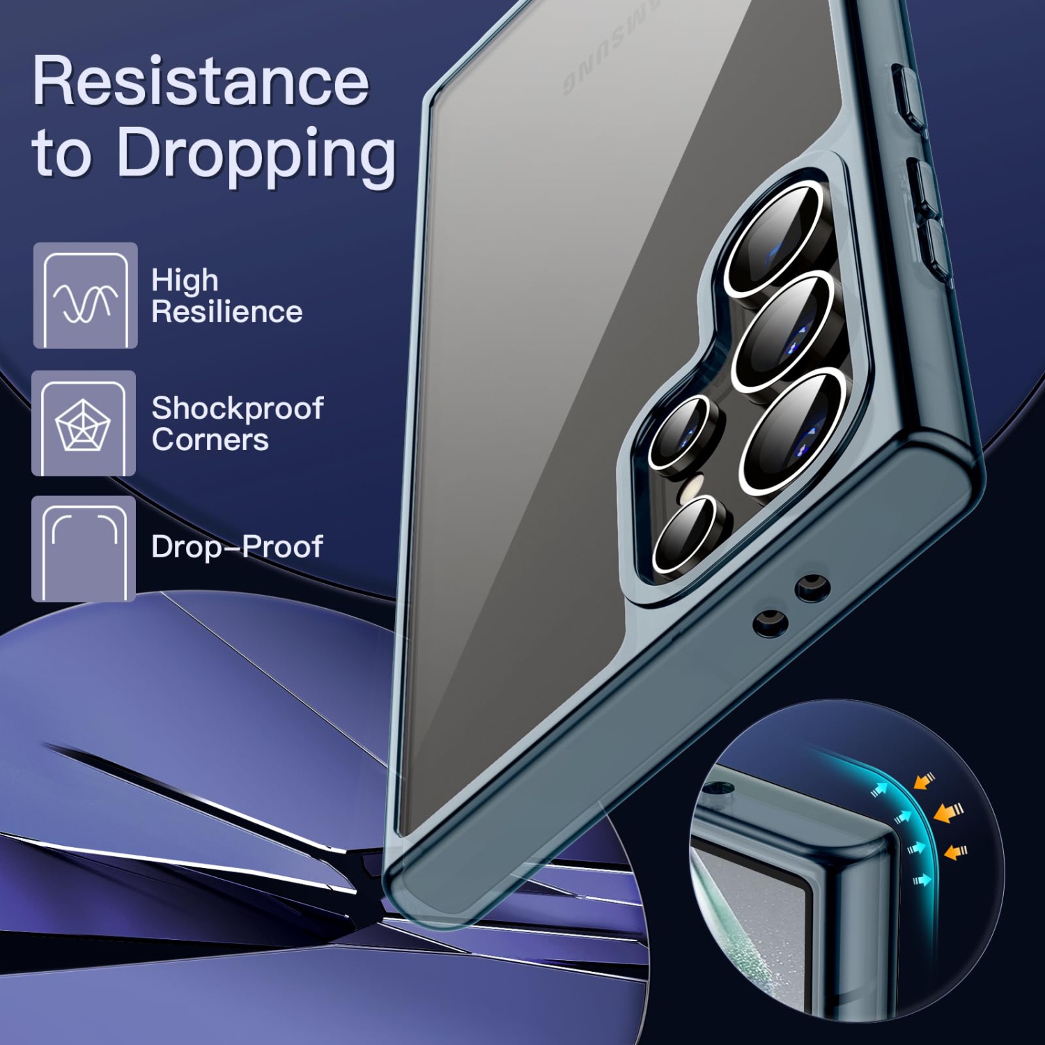 Samsung Galaxy S24 Ultra 5G, Non-Yellowing Shockproof Bumper Protective Phone Cover, Anti-Scratch Hard PC Back