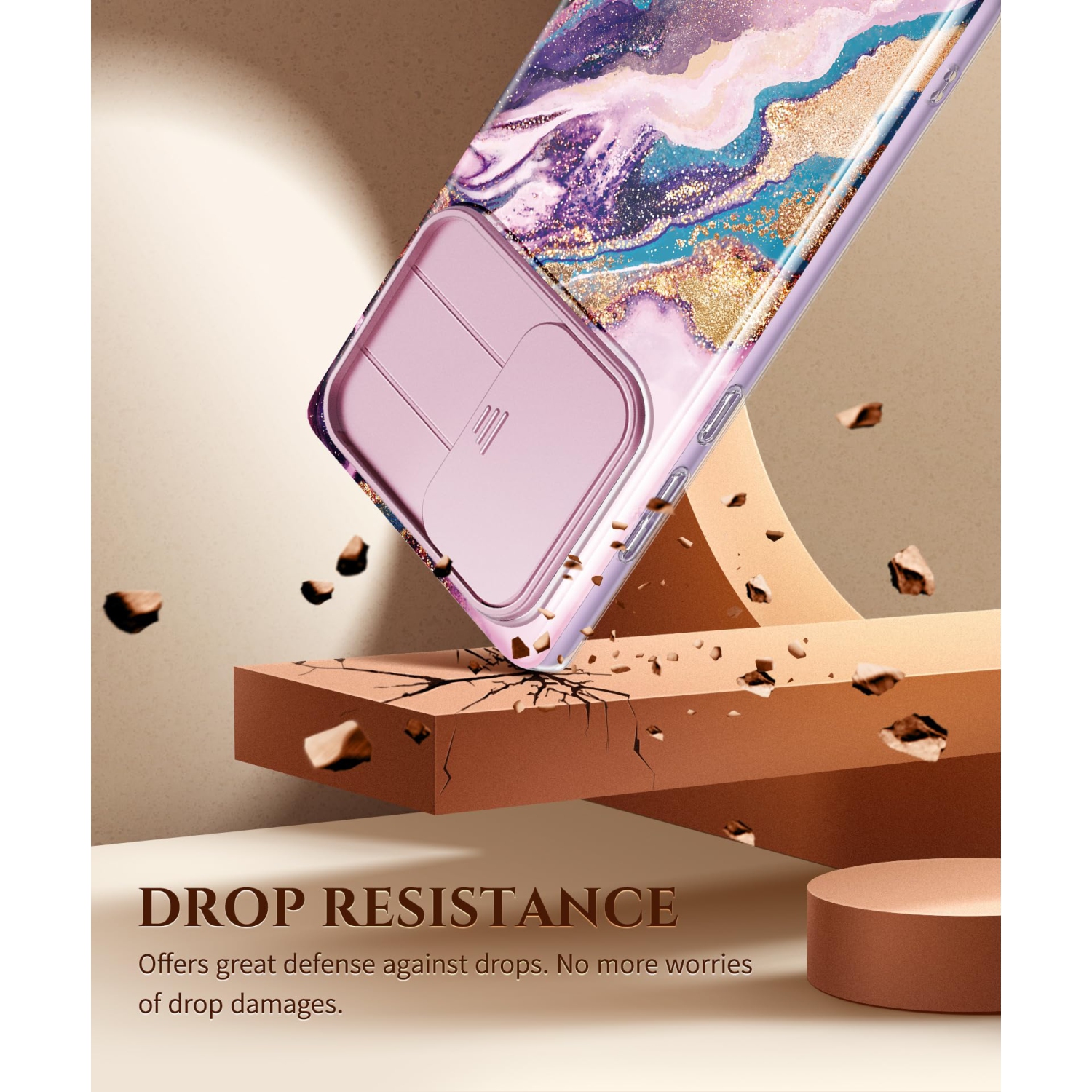 Samsung Galaxy S24 Ultra Case with Slide Camera Cover+Screen Protector, 2 Front Frames 360° Armor Fullbody Shockproof Bumper Protective Marble Case