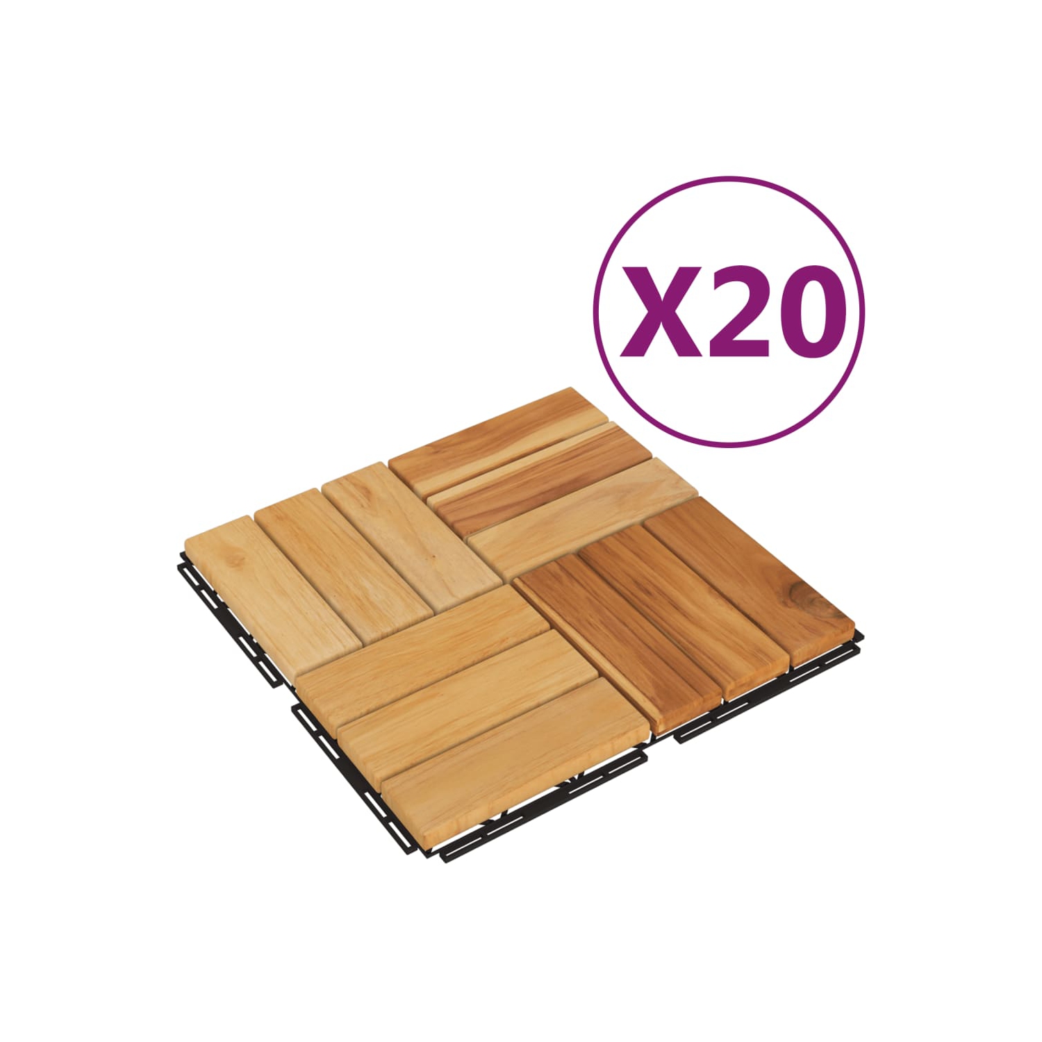 vidaXL Decking Tiles 20 pcs 30x30 cm Solid Wood Teak
