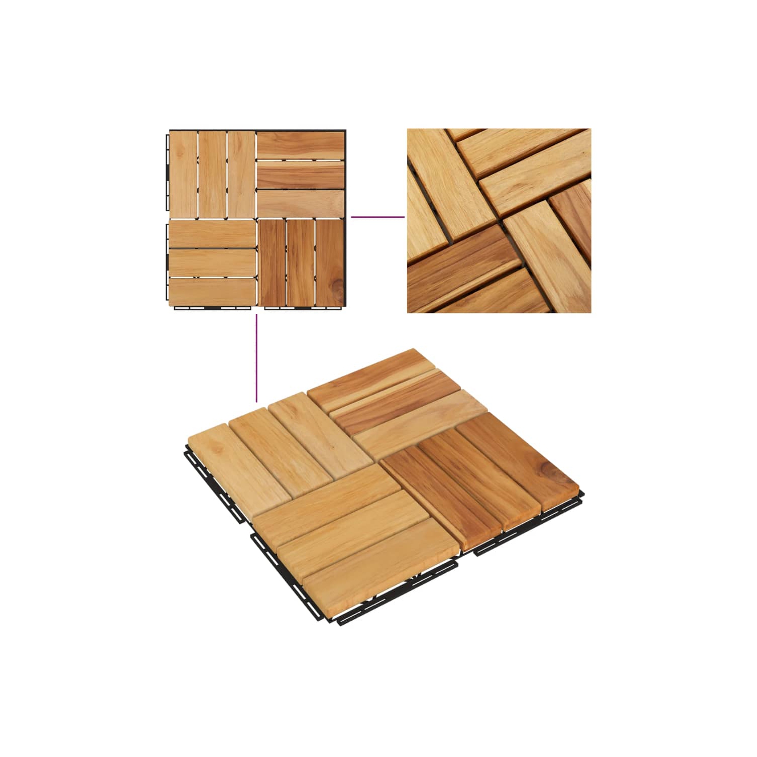 vidaXL Decking Tiles 20 pcs 30x30 cm Solid Wood Teak