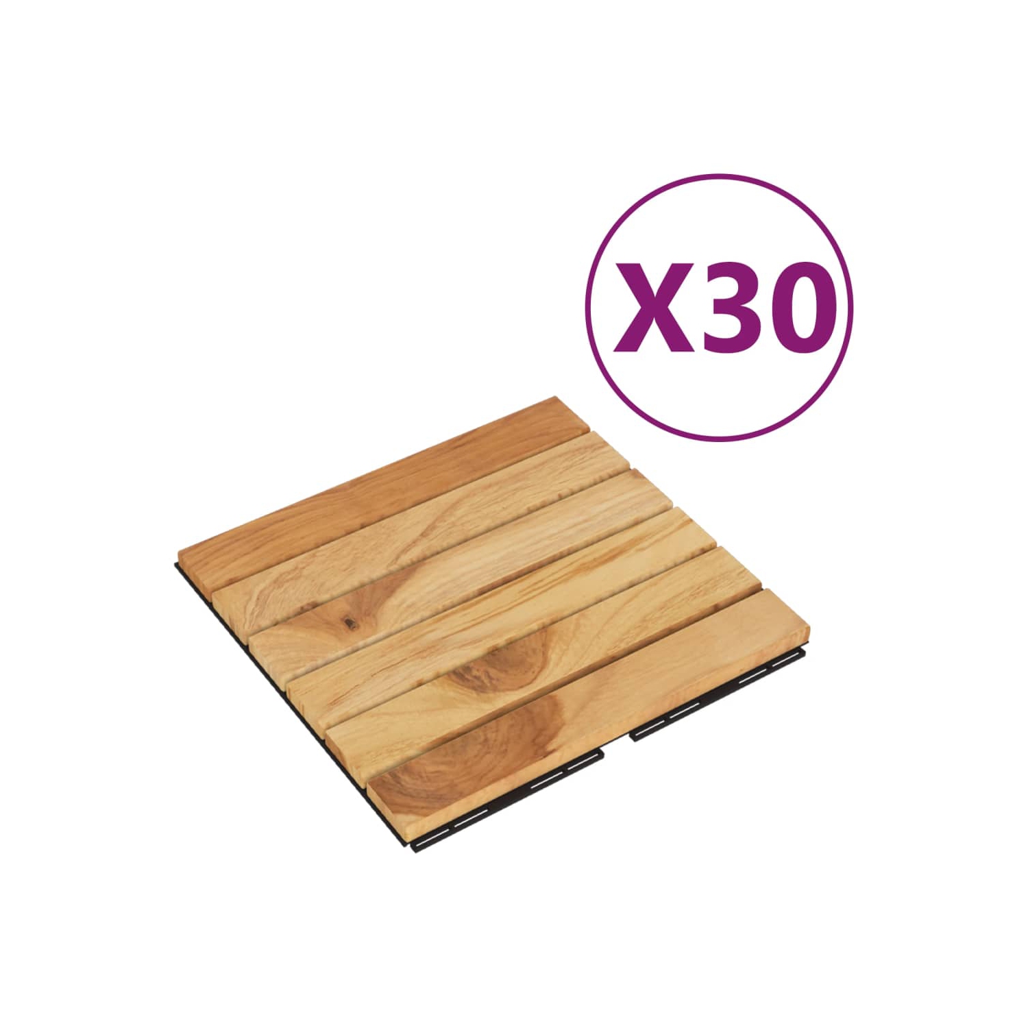 vidaXL Decking Tiles 30 pcs 30x30 cm Solid Wood Teak Vertical Pattern