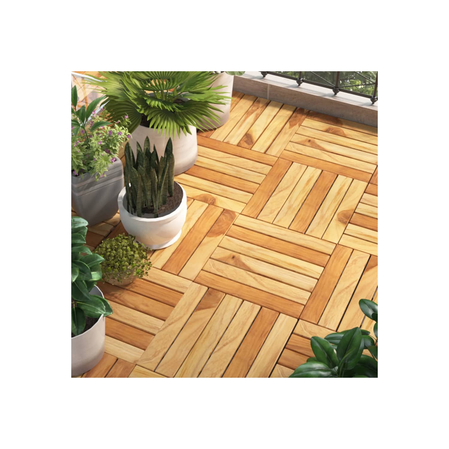 vidaXL Decking Tiles 30 pcs 30x30 cm Solid Wood Teak Vertical Pattern
