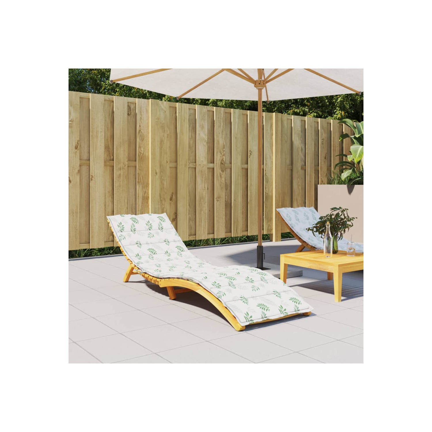 Matelas de chaise longue à motif de feuille Oxford de vidaXL