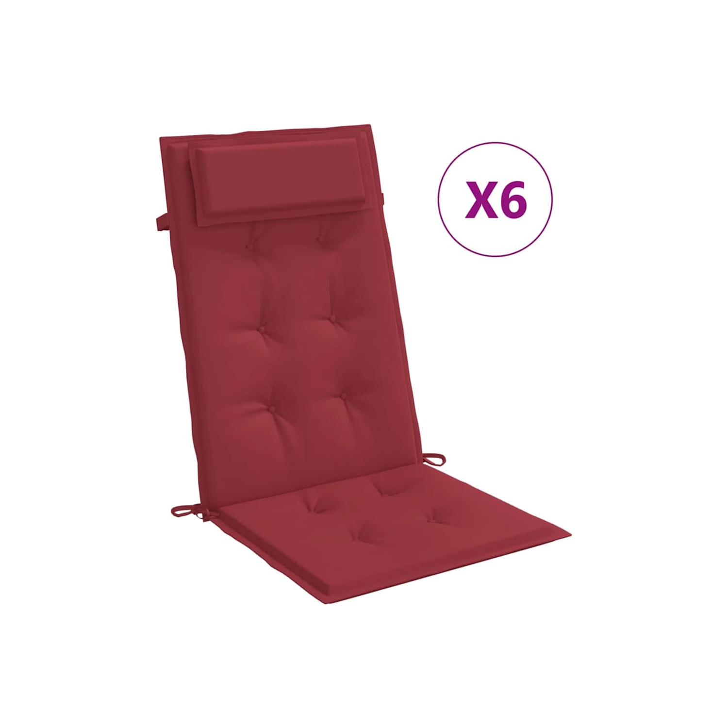vidaXL Highback Chair Cushions 6 pcs Wine Red Oxford Fabric