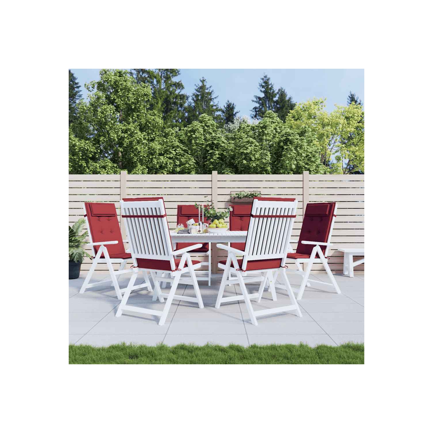 vidaXL Highback Chair Cushions 6 pcs Wine Red Oxford Fabric