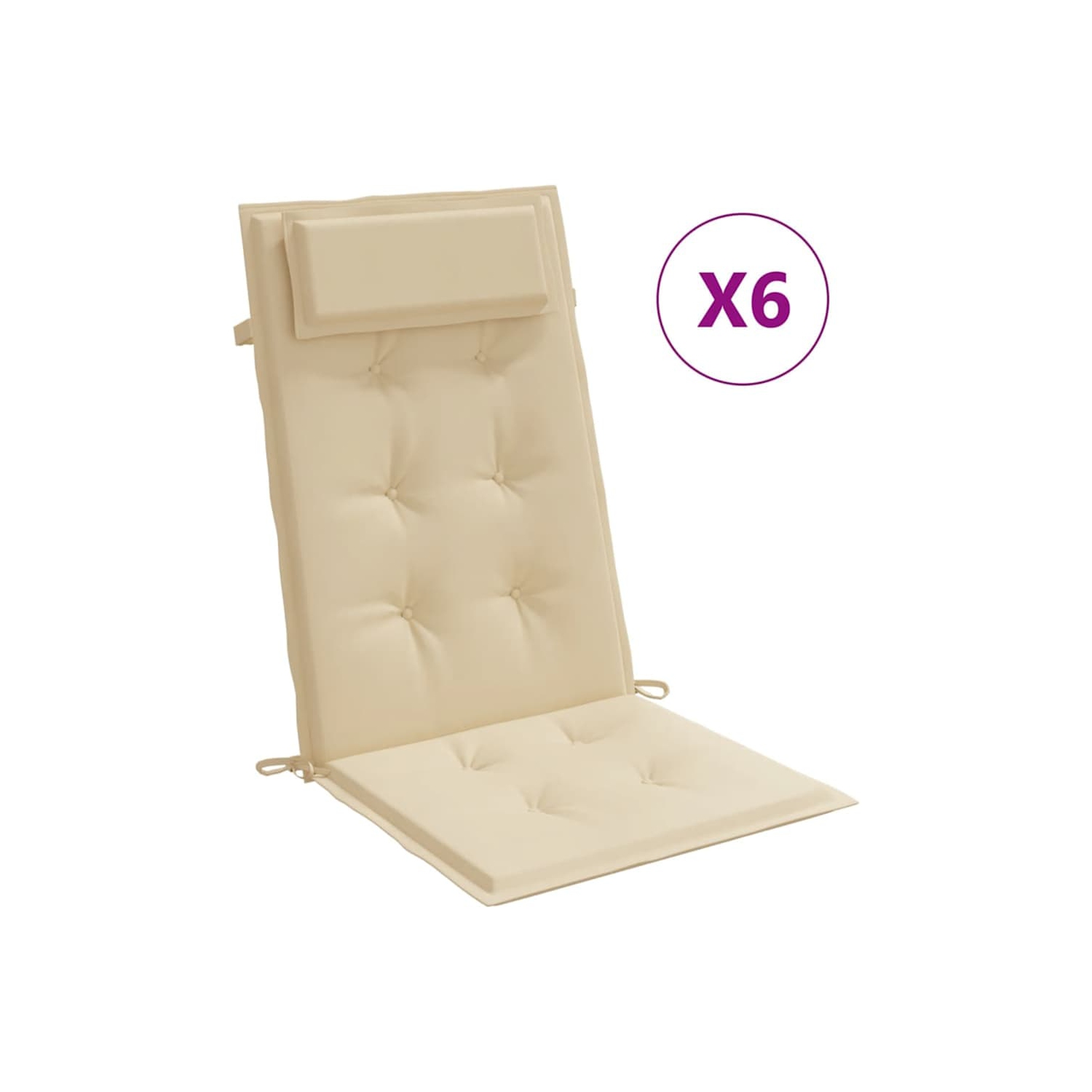 Coussins de chaise à dossier haut vidaXL 6 pièces en tissu Oxford beige