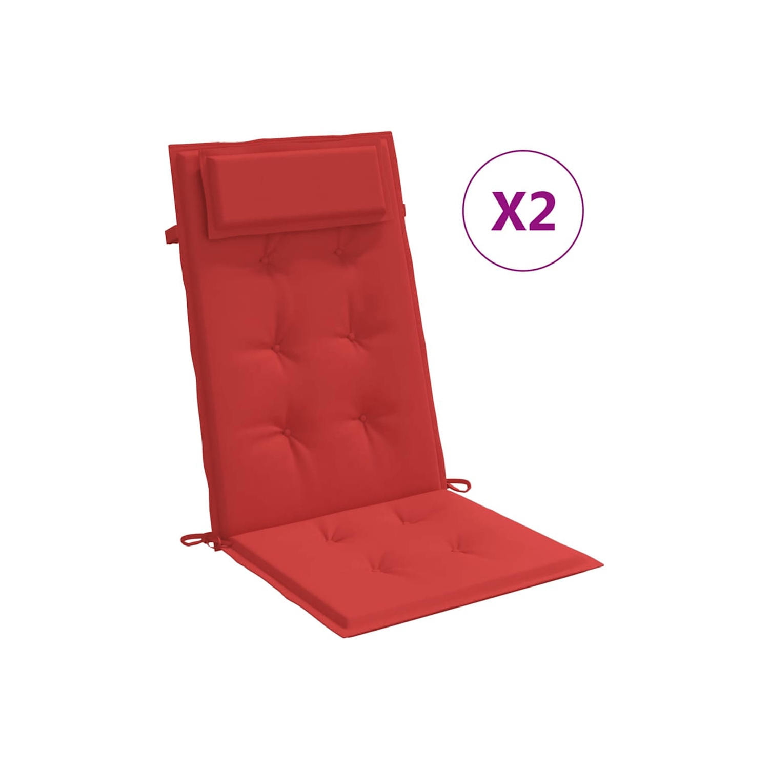 Coussins de chaise à dossier haut vidaXL 2 pièces en tissu Oxford rouge