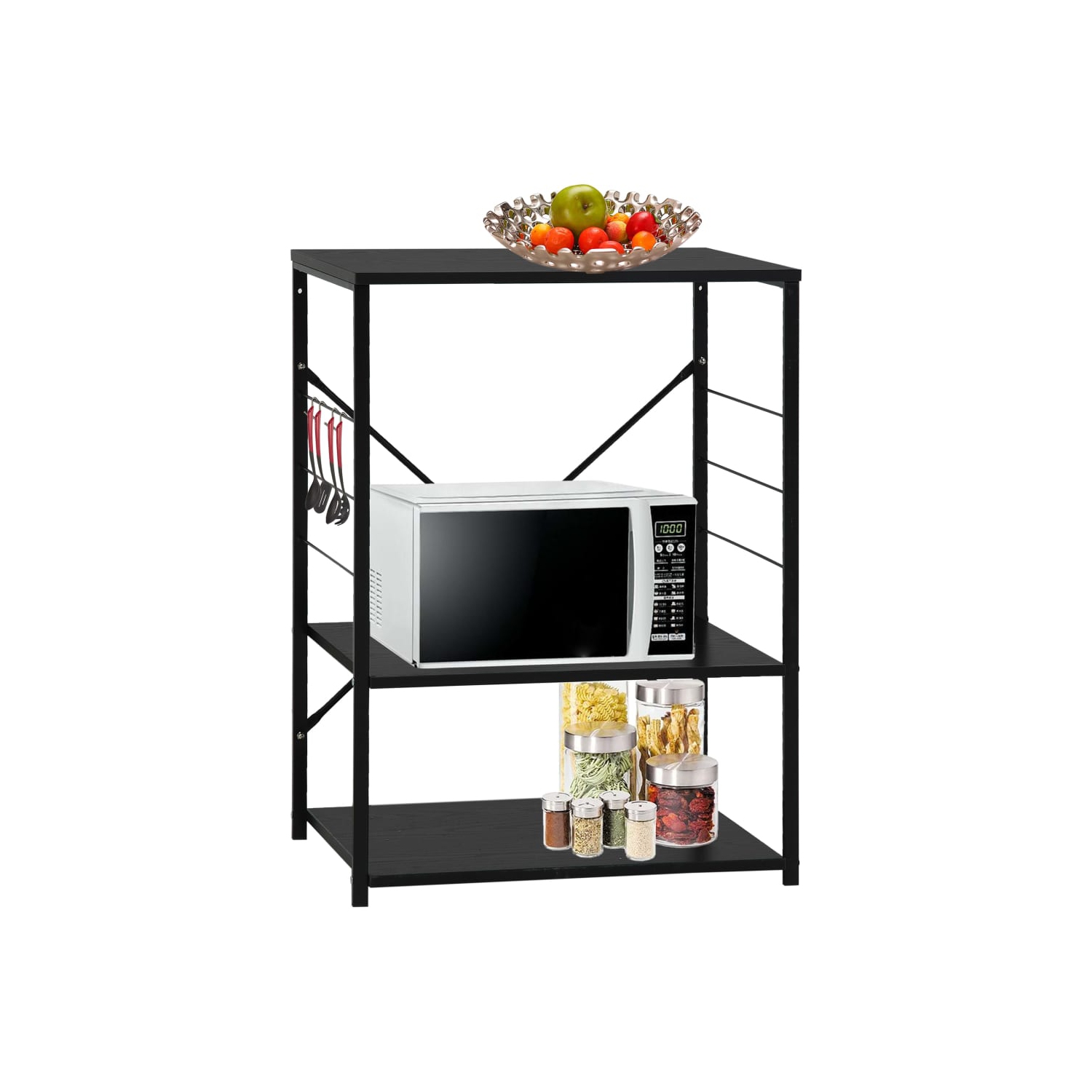 vidaXL Microwave Cabinet Black 60x39.6x79.5 cm Engineered Wood