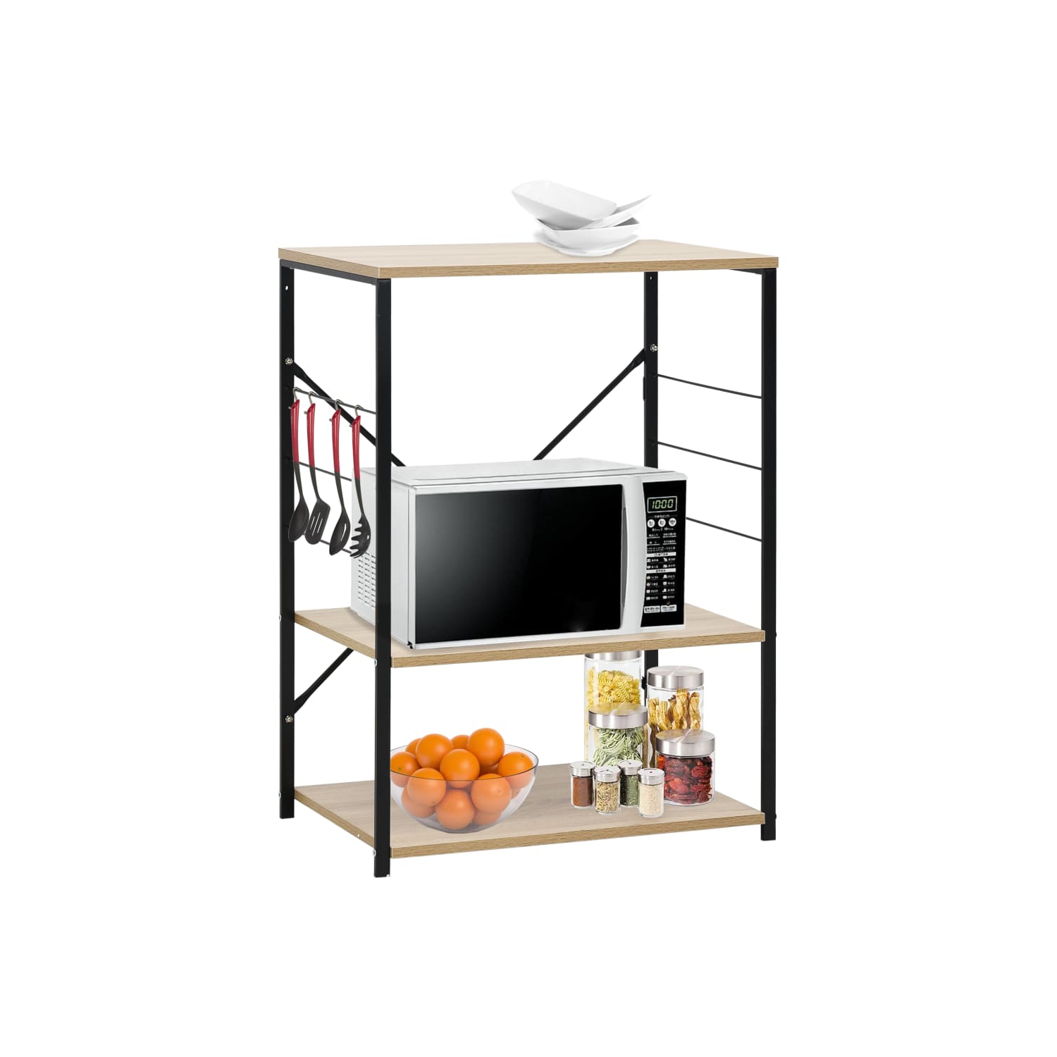 Meuble pour four à micro-ondes vidaXL en bois d'ingénierie noir et chêne 60 x 39,6 x 79,5&nbsp;cm