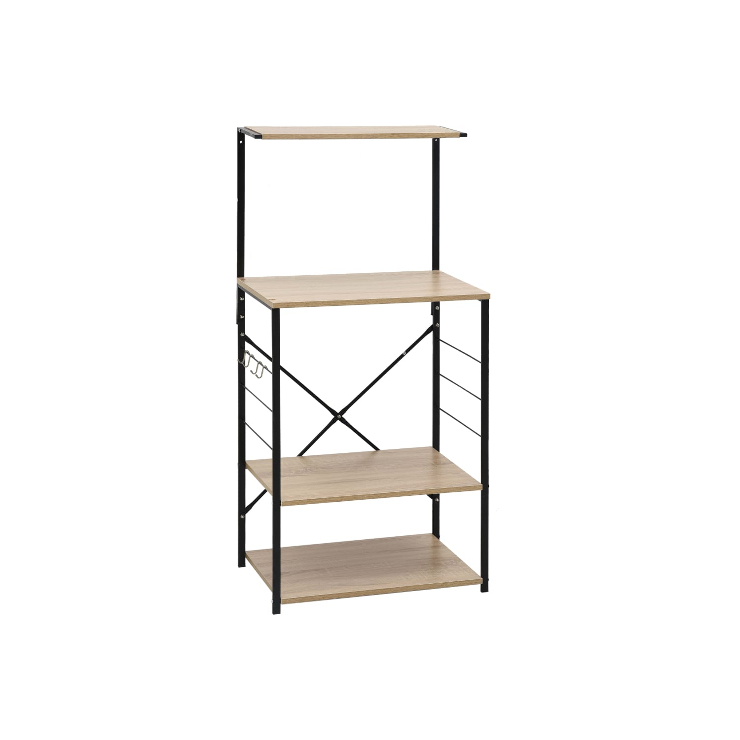 Meuble pour four à micro-ondes vidaXL en bois d'ingénierie noir et chêne 60 x 39,6 x 123&nbsp;cm