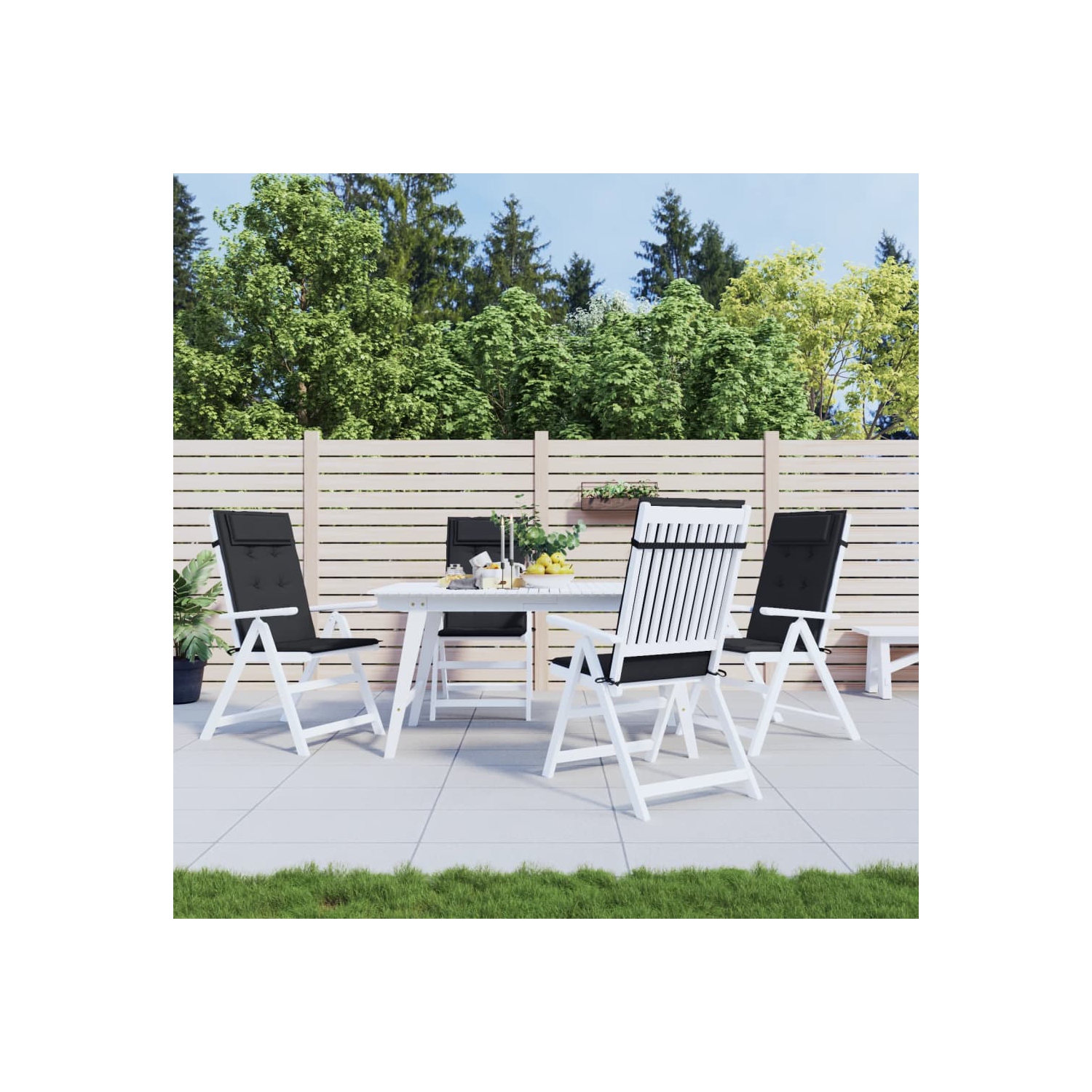 vidaXL Highback Chair Cushions 4 pcs Black Oxford Fabric