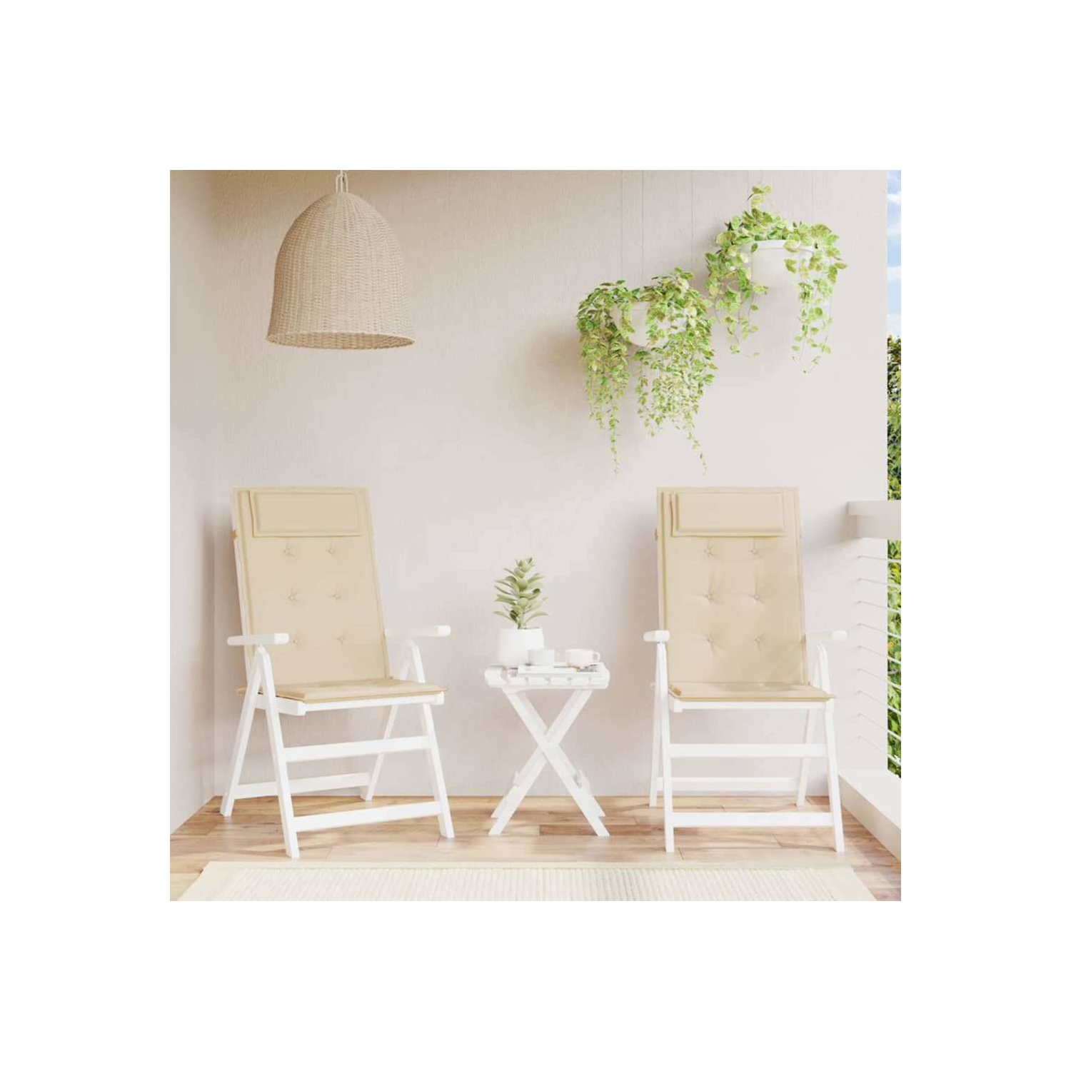 vidaXL Highback Chair Cushions 2 pcs Beige Oxford Fabric